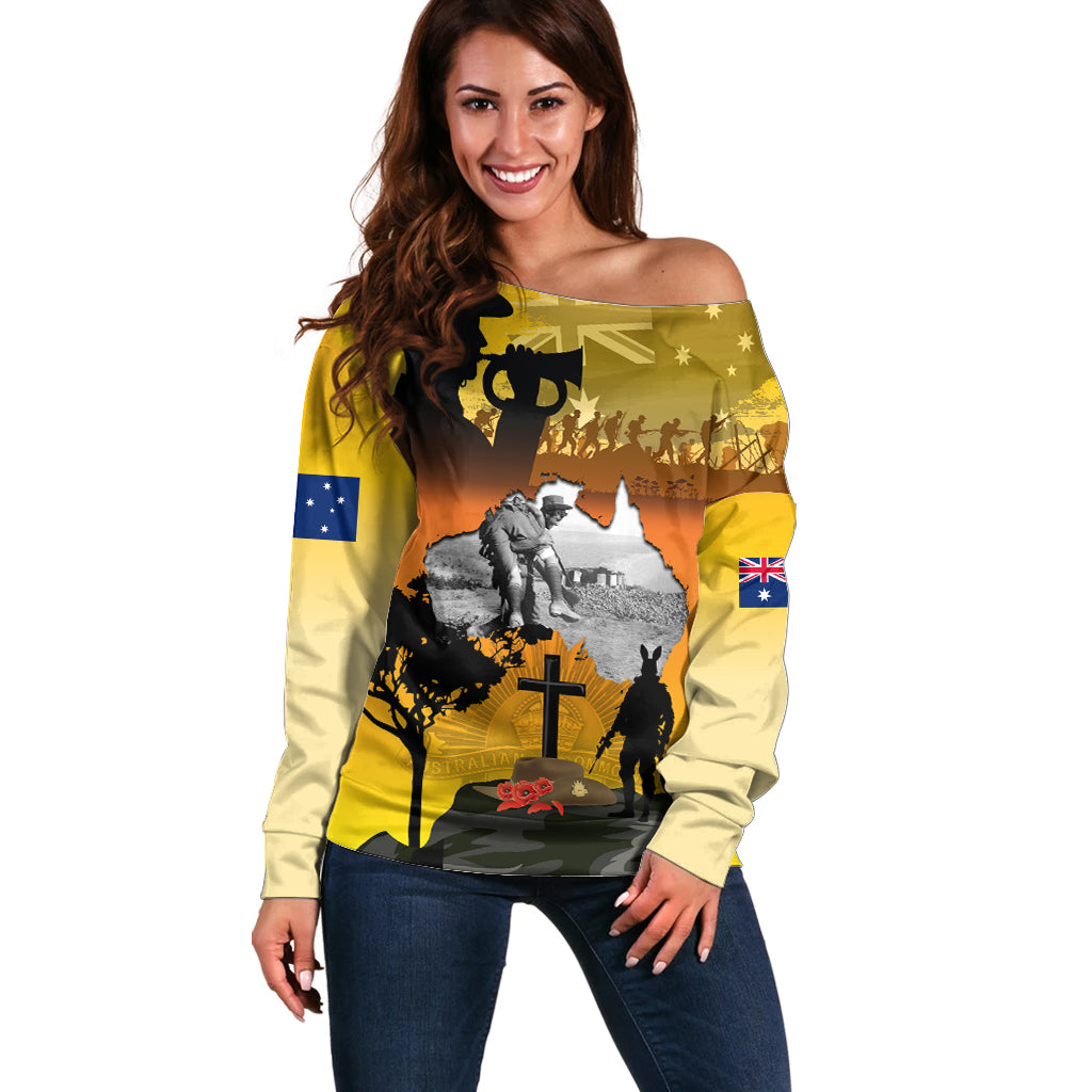 Australia ANZAC Day Off Shoulder Sweater Gallipoli Lest We Forget - Vibe Hoodie Shop