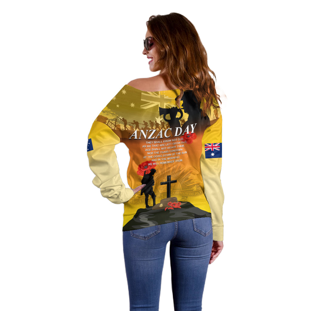 Australia ANZAC Day Off Shoulder Sweater Gallipoli Lest We Forget - Vibe Hoodie Shop