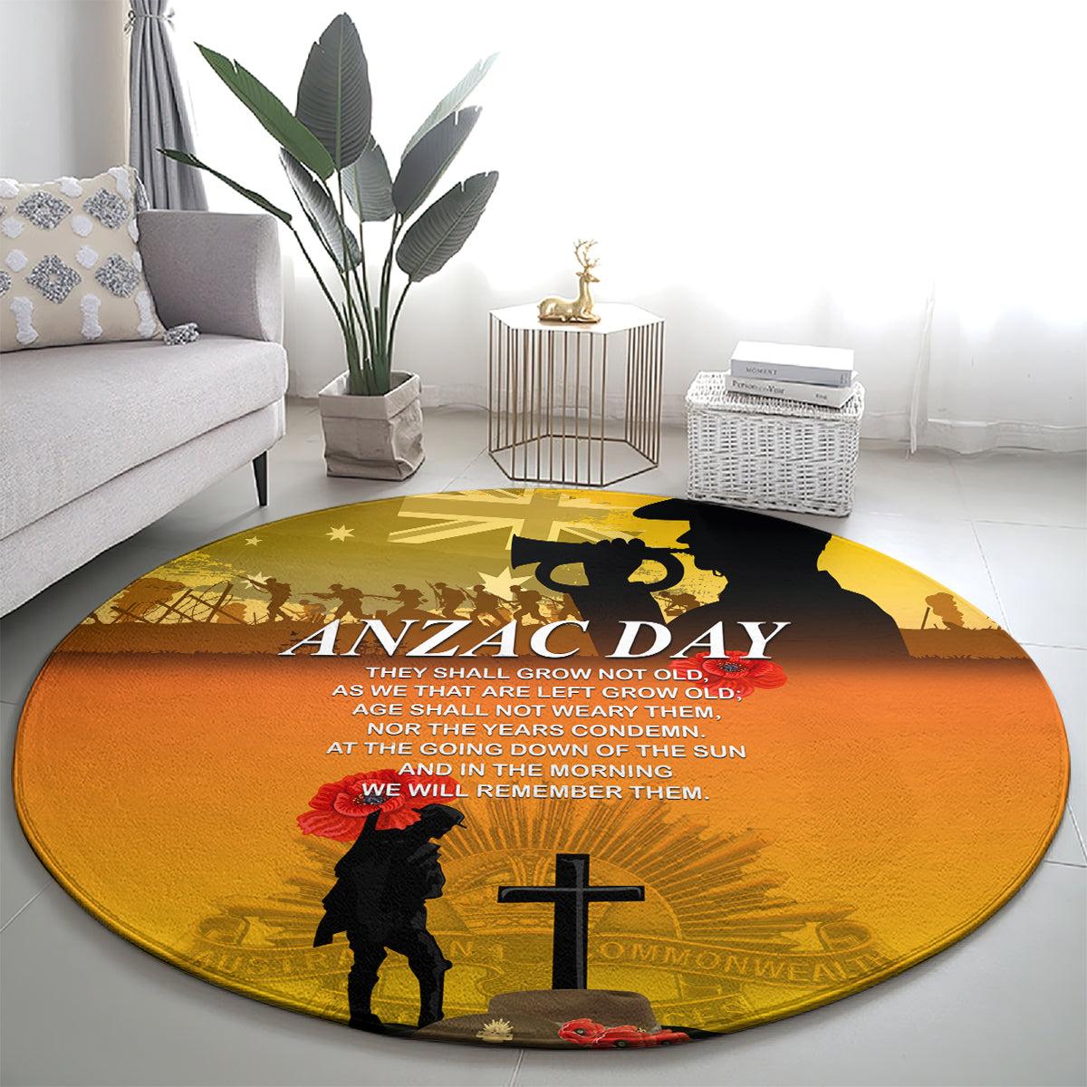 Australia ANZAC Day Round Carpet Gallipoli Lest We Forget