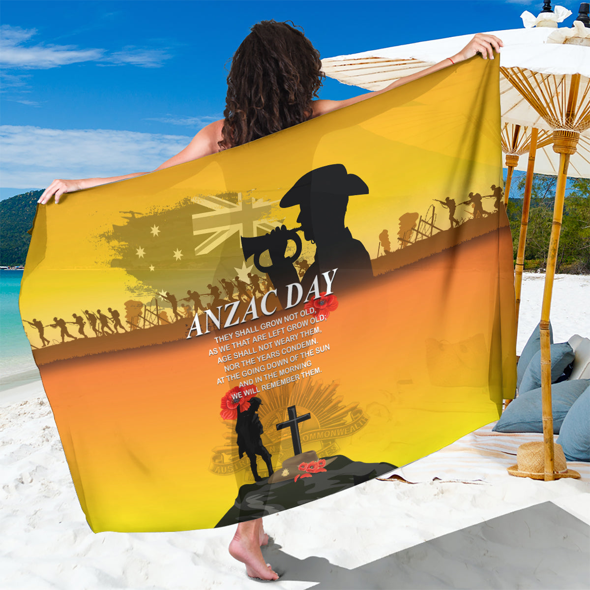 Australia ANZAC Day Sarong Gallipoli Lest We Forget - Vibe Hoodie Shop
