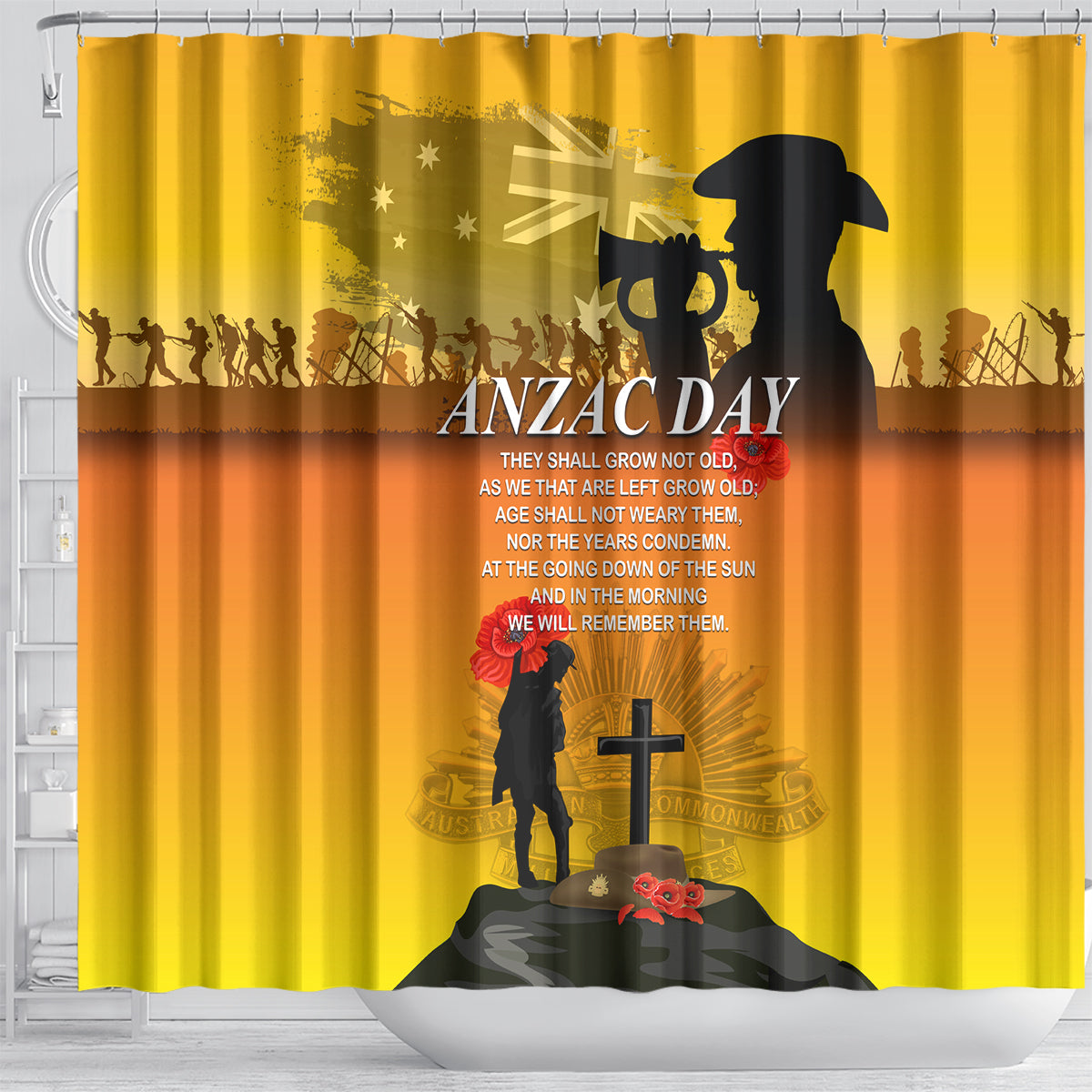 Australia ANZAC Day Shower Curtain Gallipoli Lest We Forget