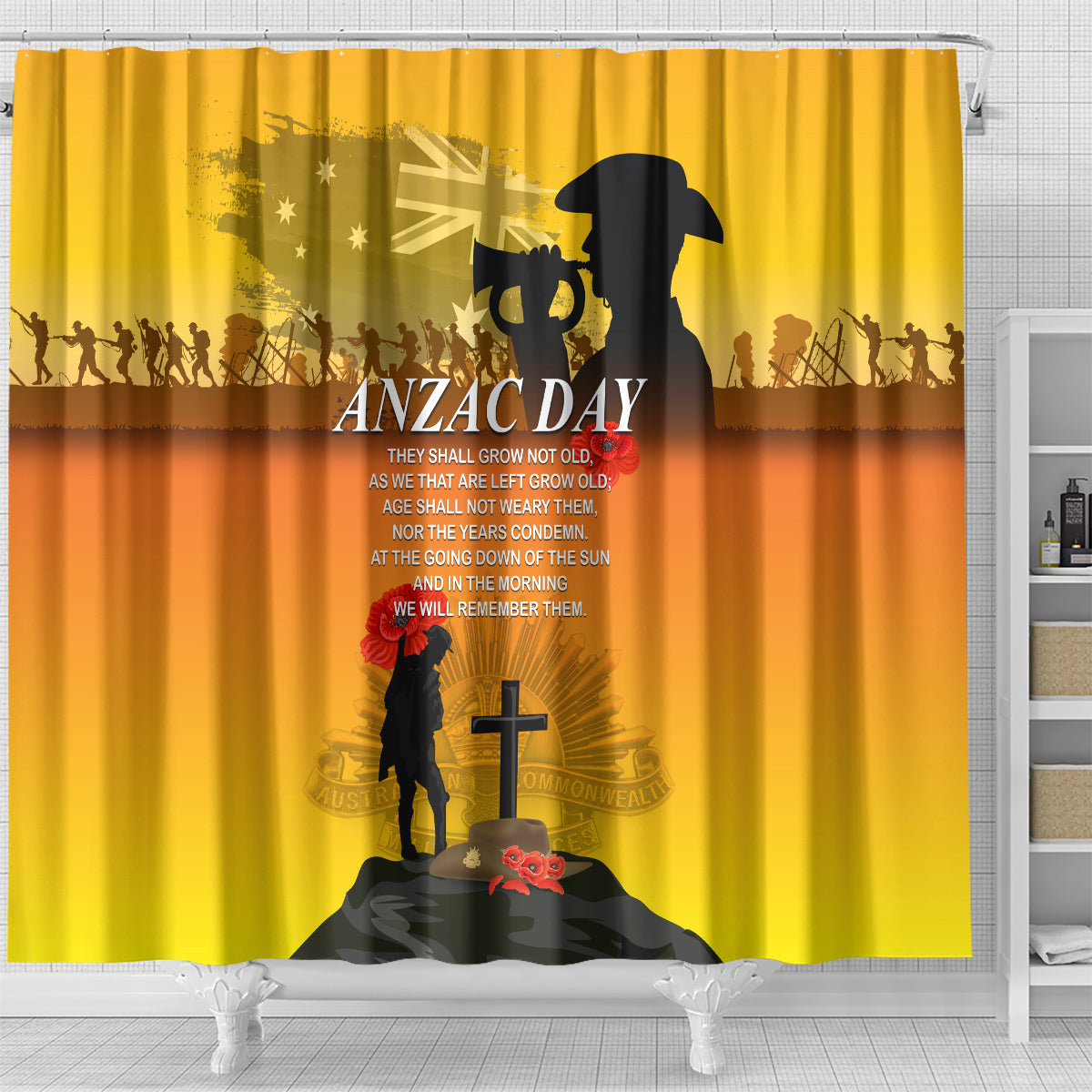 Australia ANZAC Day Shower Curtain Gallipoli Lest We Forget