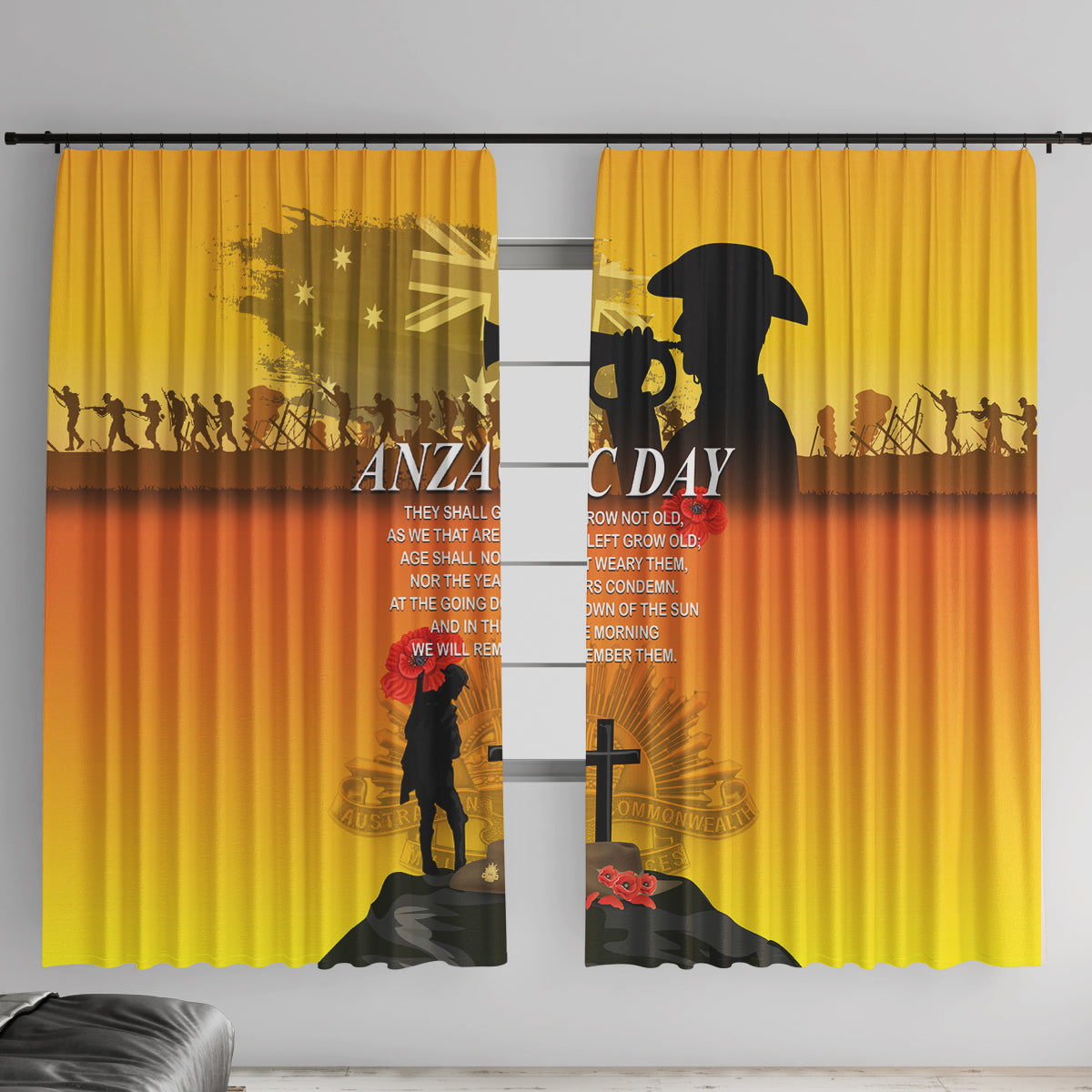 Australia ANZAC Day Window Curtain Gallipoli Lest We Forget