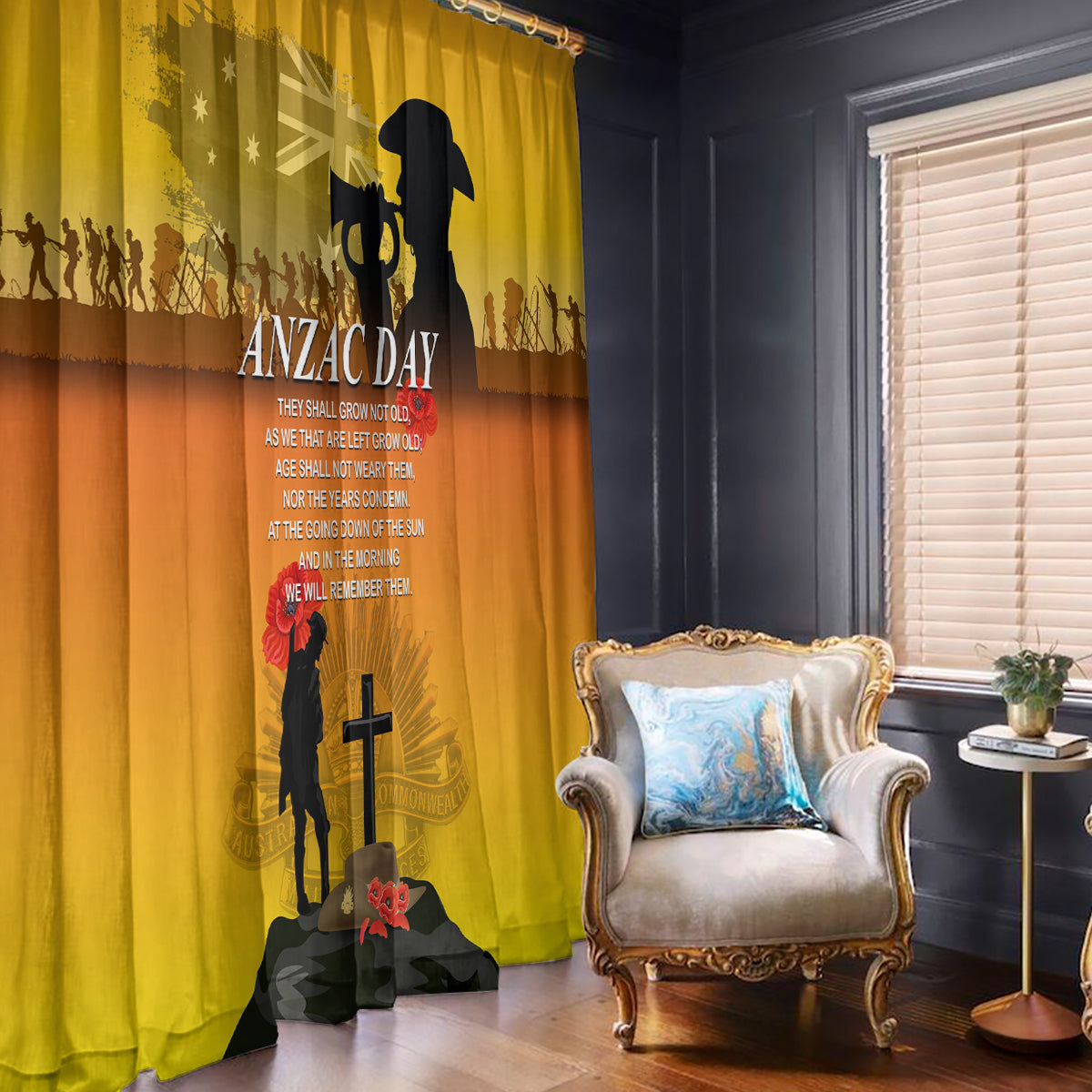 Australia ANZAC Day Window Curtain Gallipoli Lest We Forget