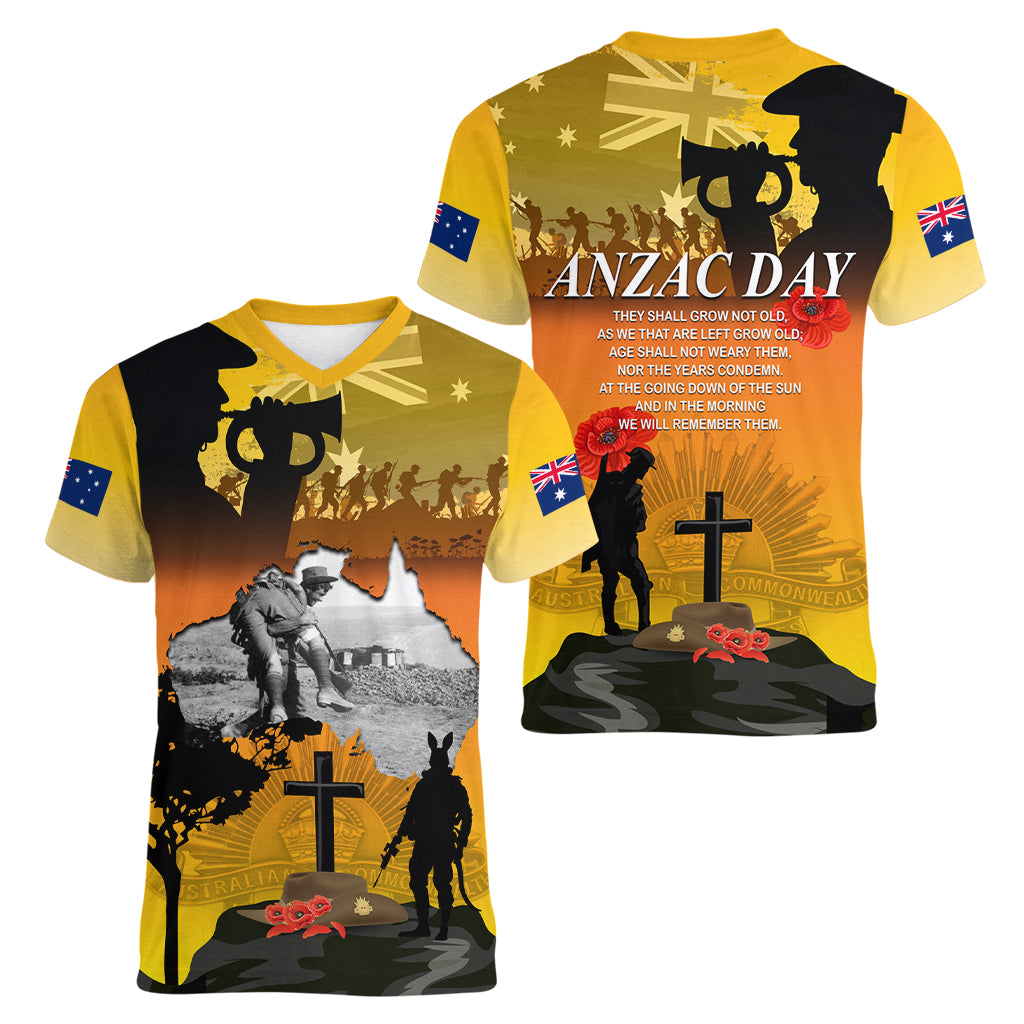 Australia ANZAC Day Women V Neck T Shirt Gallipoli Lest We Forget - Vibe Hoodie Shop