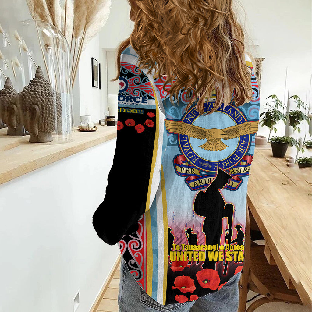 Royal New Zealand Air Force ANZAC Day Women Casual Shirt Te Tauaarangi o Aotearoa - Vibe Hoodie Shop