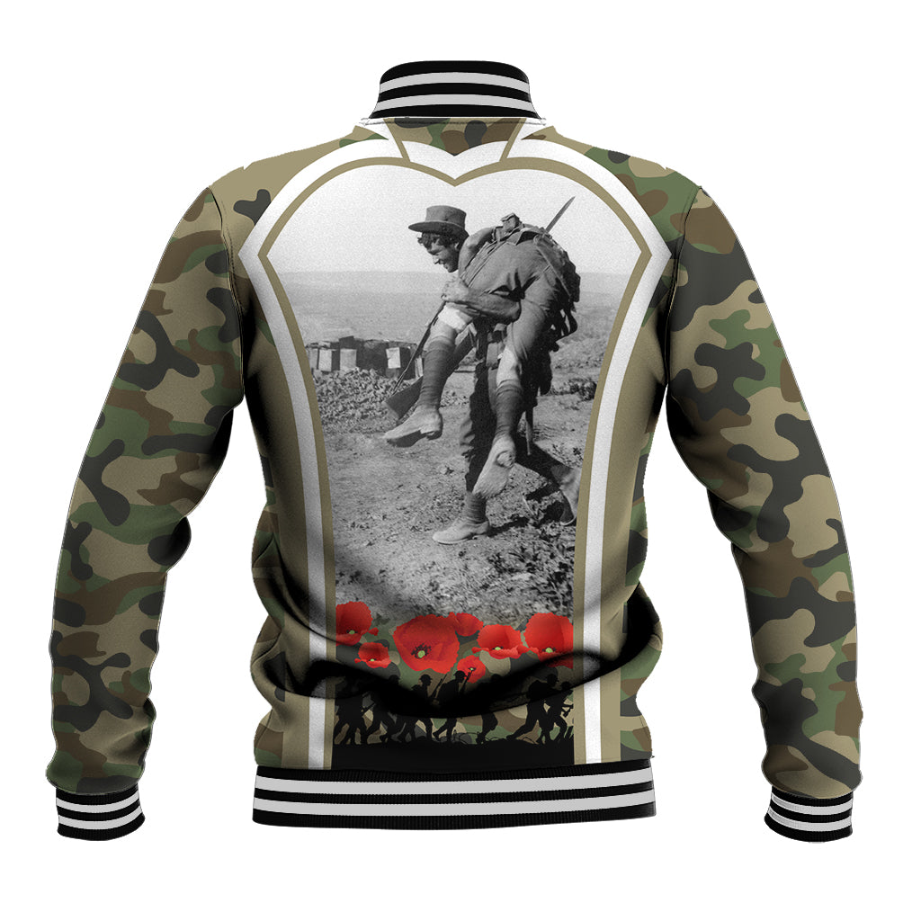 New Zealand and Australia ANZAC Day Baseball Jacket Koala and Kiwi Bird Soldier Gallipoli Camouflage Style - Vibe Hoodie Shop