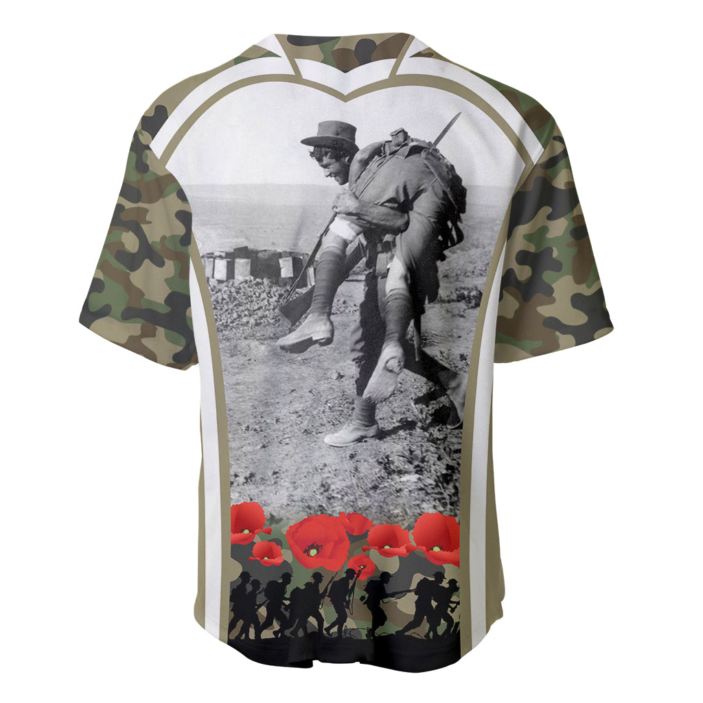 New Zealand and Australia ANZAC Day Baseball Jersey Koala and Kiwi Bird Soldier Gallipoli Camouflage Style - Vibe Hoodie Shop
