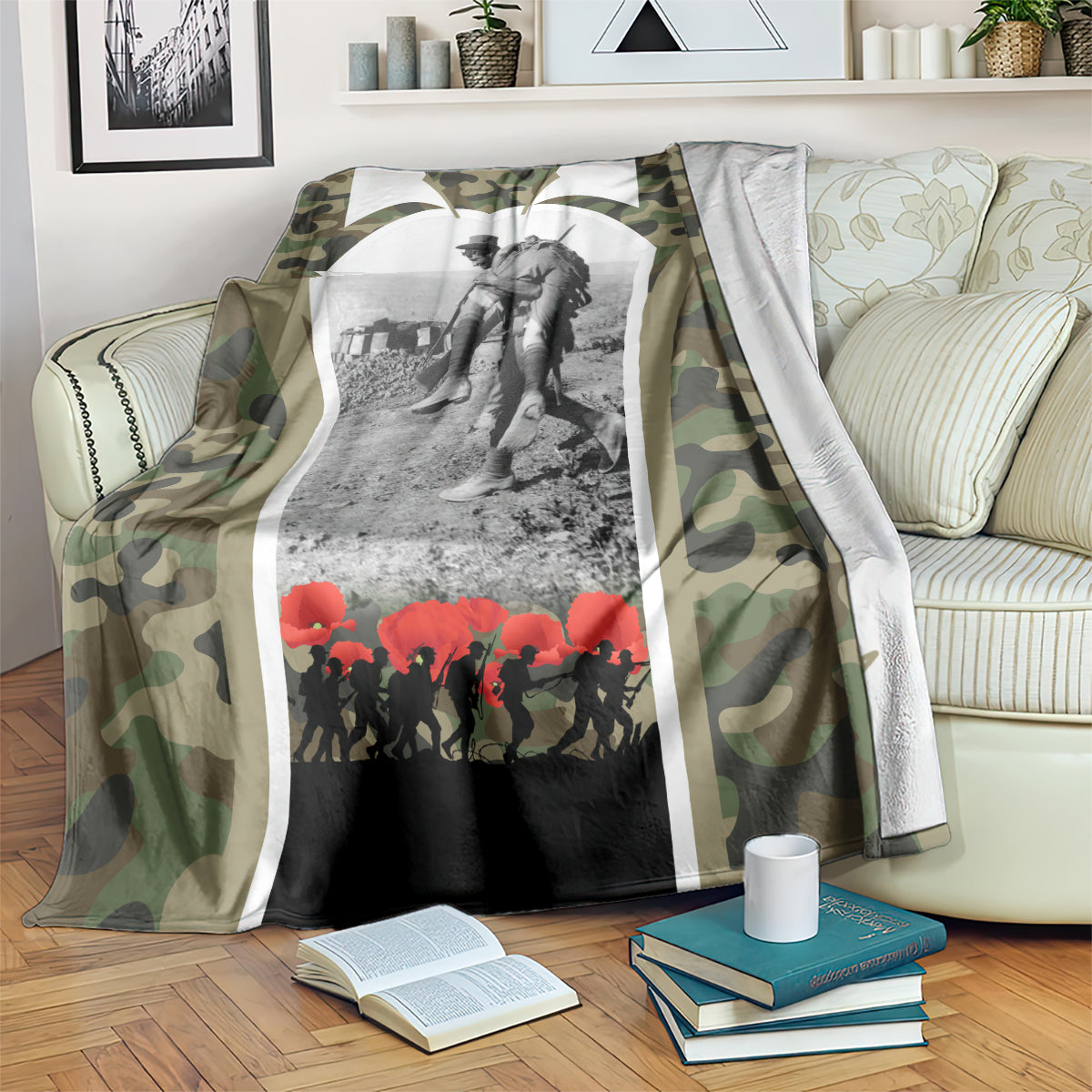 New Zealand and Australia ANZAC Day Blanket Koala and Kiwi Bird Soldier Gallipoli Camouflage Style - Vibe Hoodie Shop