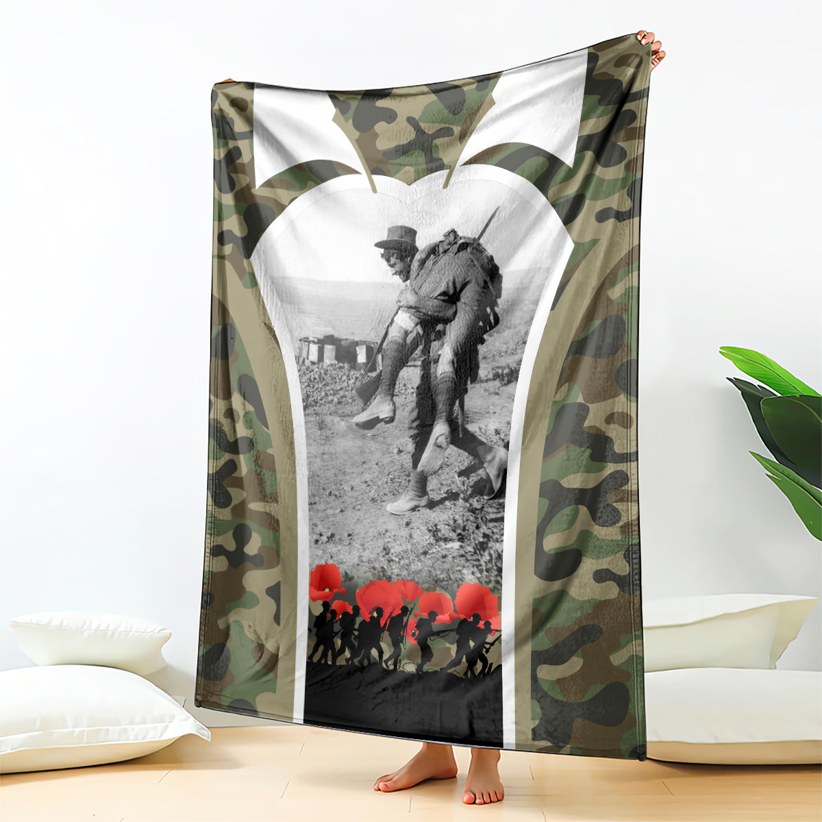 New Zealand and Australia ANZAC Day Blanket Koala and Kiwi Bird Soldier Gallipoli Camouflage Style - Vibe Hoodie Shop