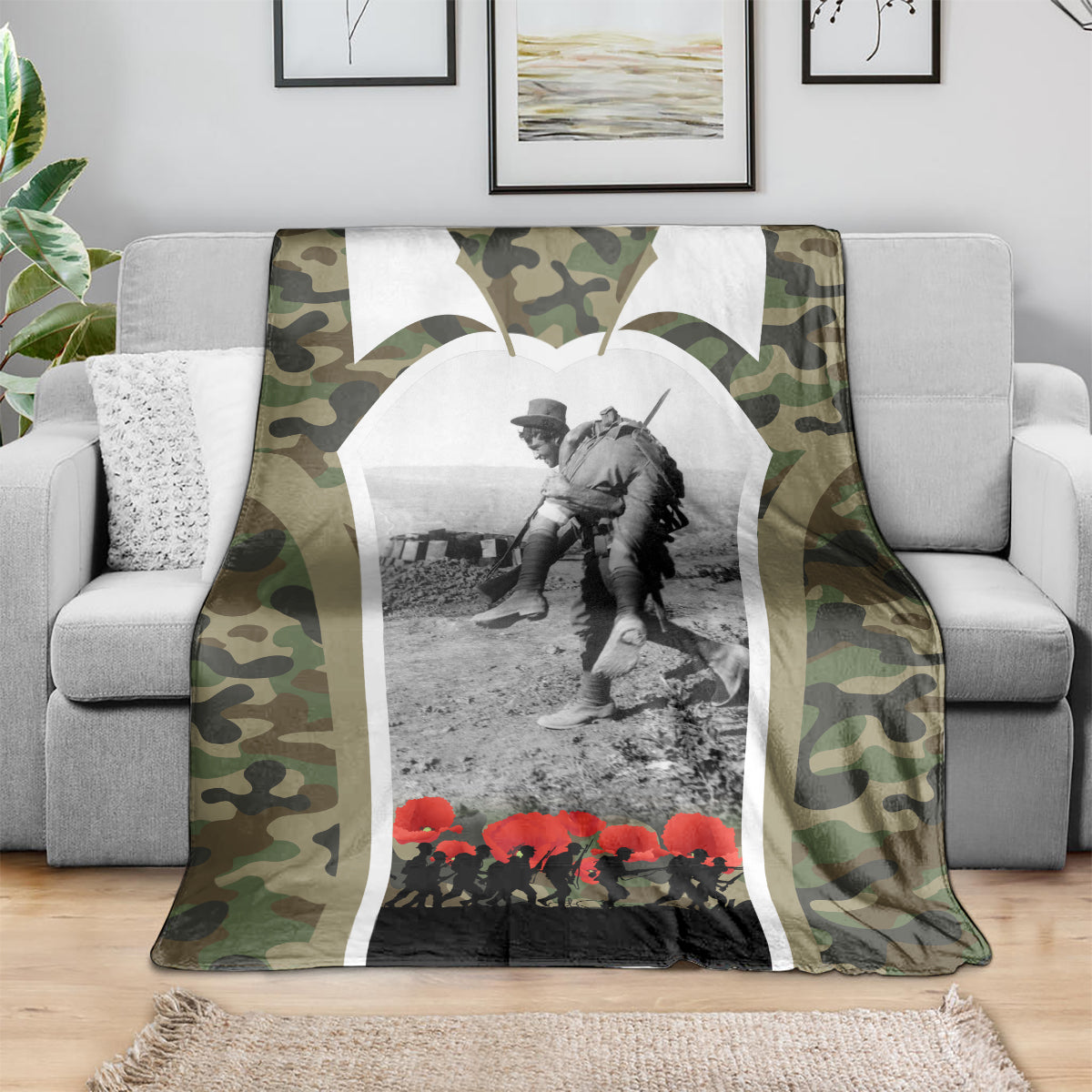 New Zealand and Australia ANZAC Day Blanket Koala and Kiwi Bird Soldier Gallipoli Camouflage Style - Vibe Hoodie Shop