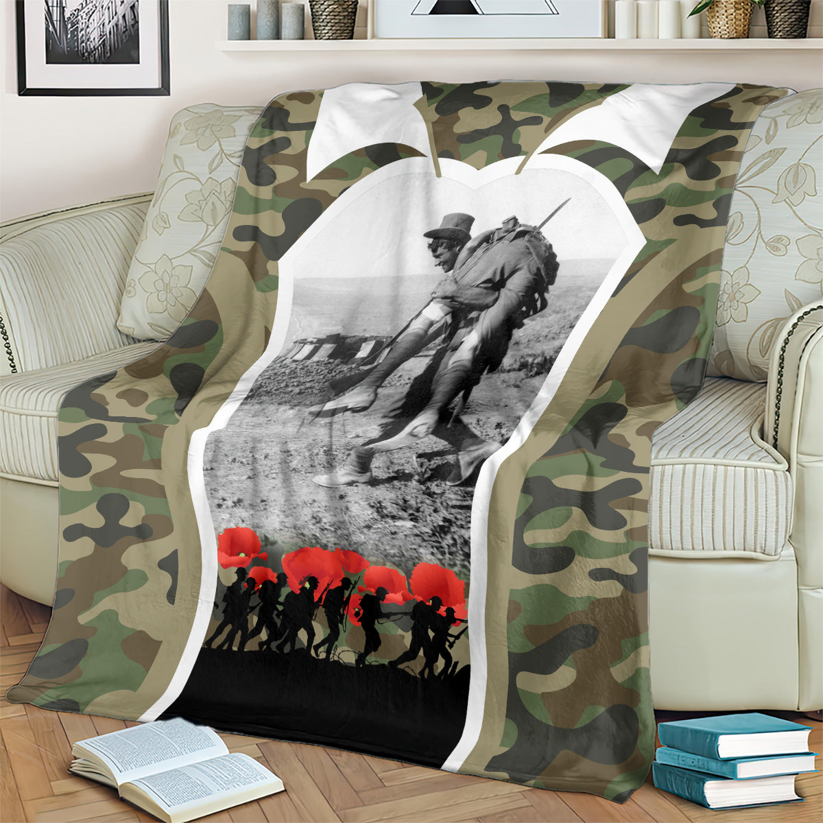New Zealand and Australia ANZAC Day Blanket Koala and Kiwi Bird Soldier Gallipoli Camouflage Style - Vibe Hoodie Shop