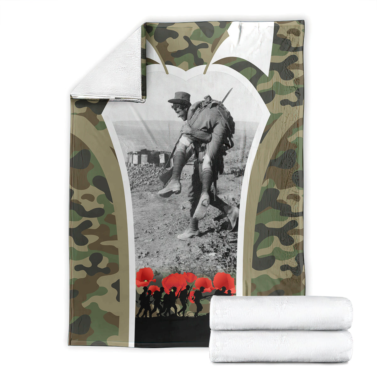 New Zealand and Australia ANZAC Day Blanket Koala and Kiwi Bird Soldier Gallipoli Camouflage Style - Vibe Hoodie Shop
