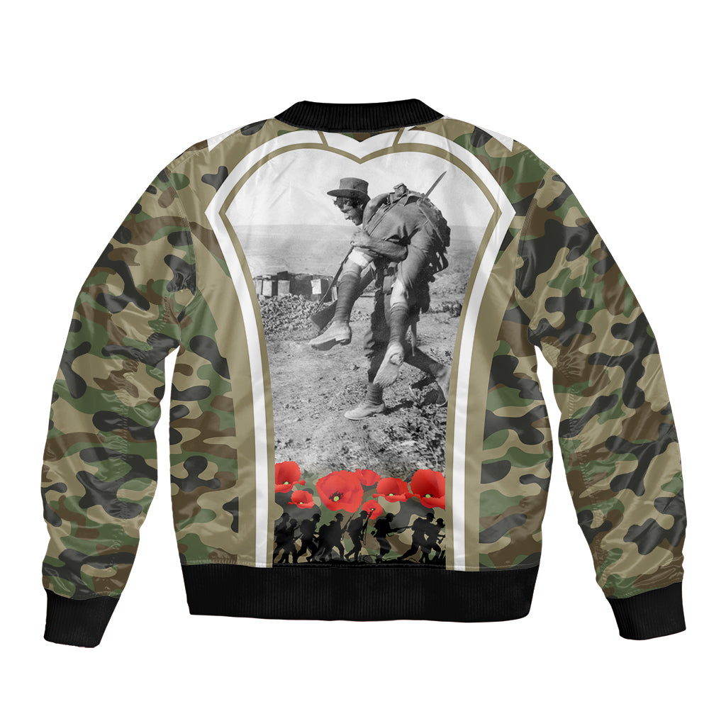 New Zealand and Australia ANZAC Day Bomber Jacket Koala and Kiwi Bird Soldier Gallipoli Camouflage Style - Vibe Hoodie Shop