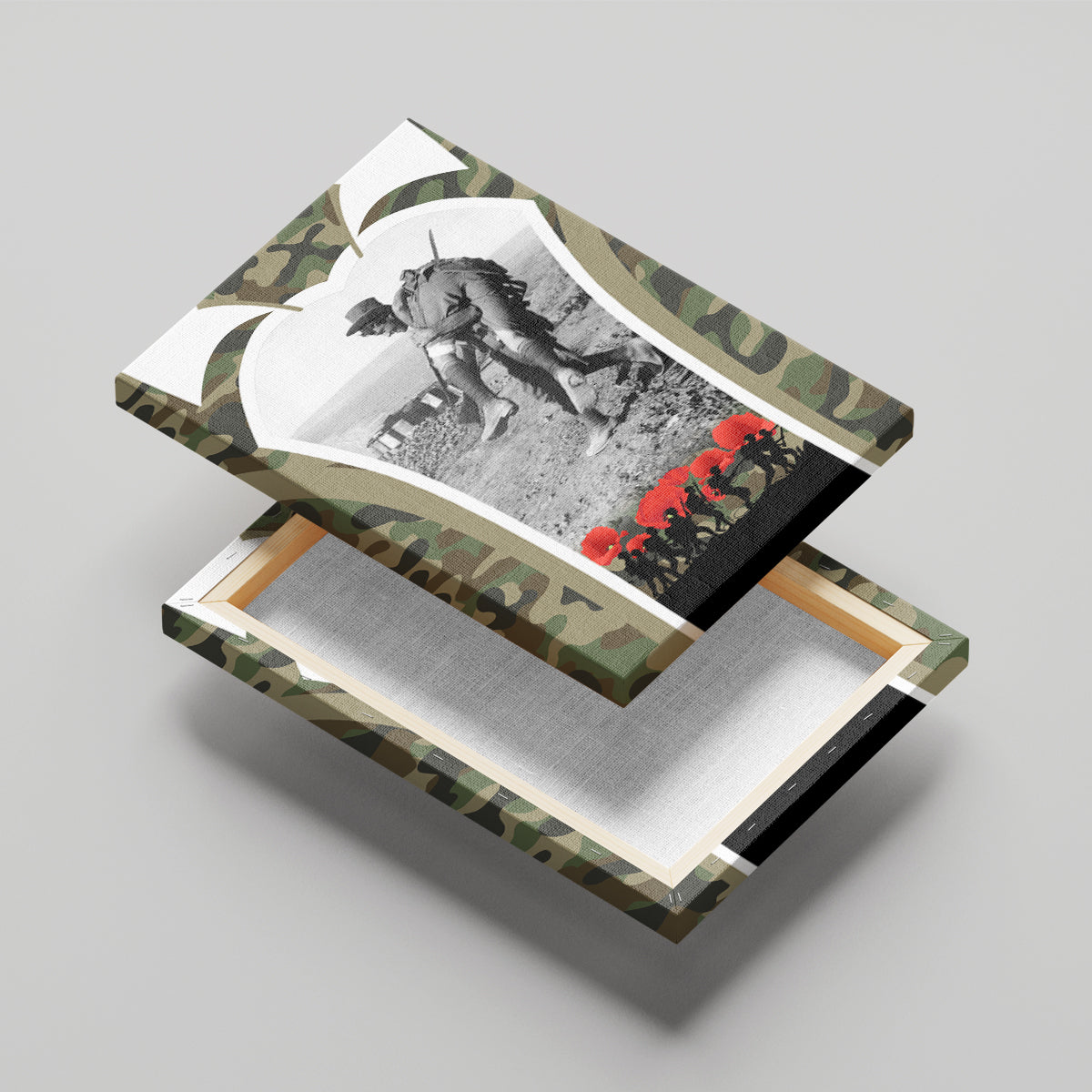 New Zealand and Australia ANZAC Day Canvas Wall Art Koala and Kiwi Bird Soldier Gallipoli Camouflage Style