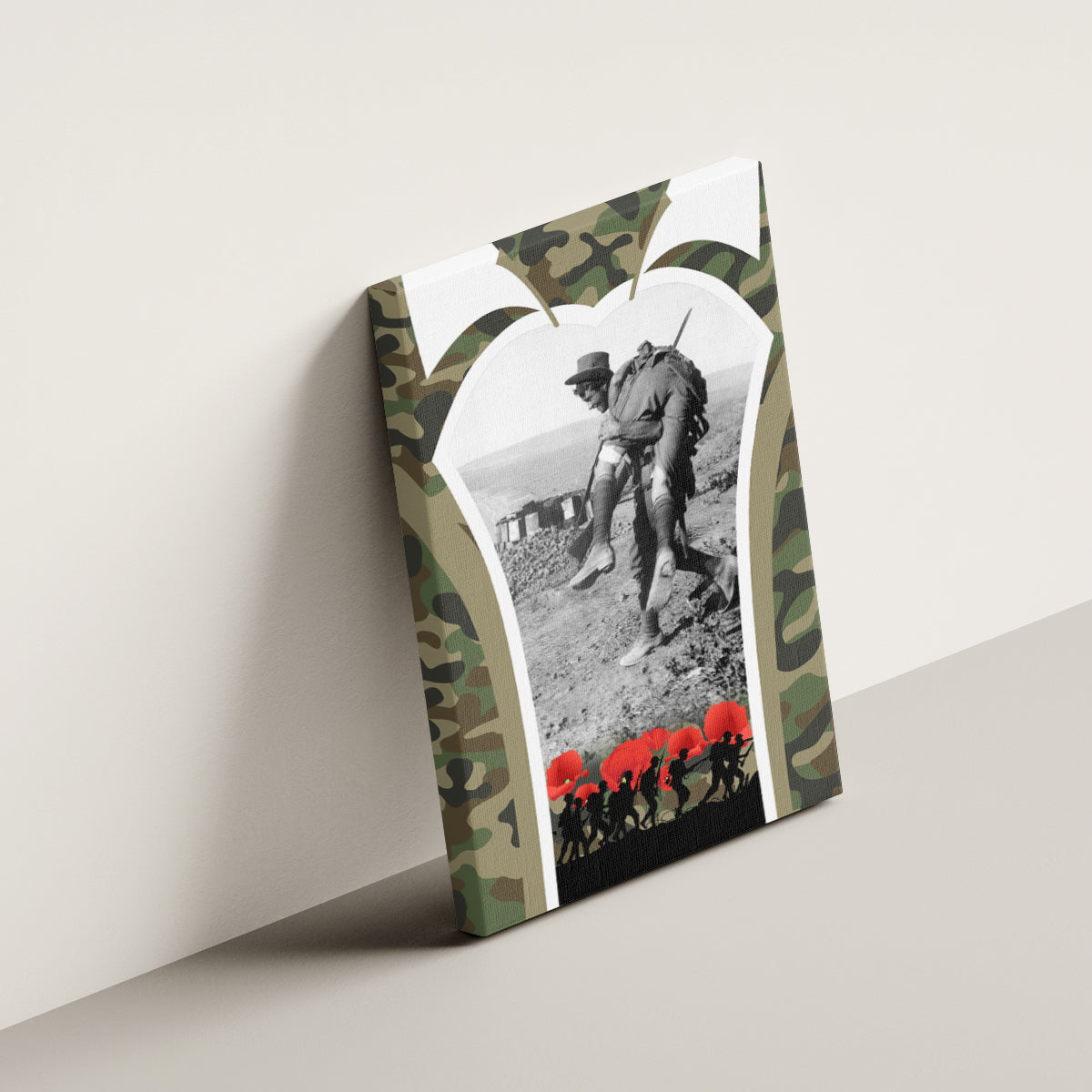 New Zealand and Australia ANZAC Day Canvas Wall Art Koala and Kiwi Bird Soldier Gallipoli Camouflage Style