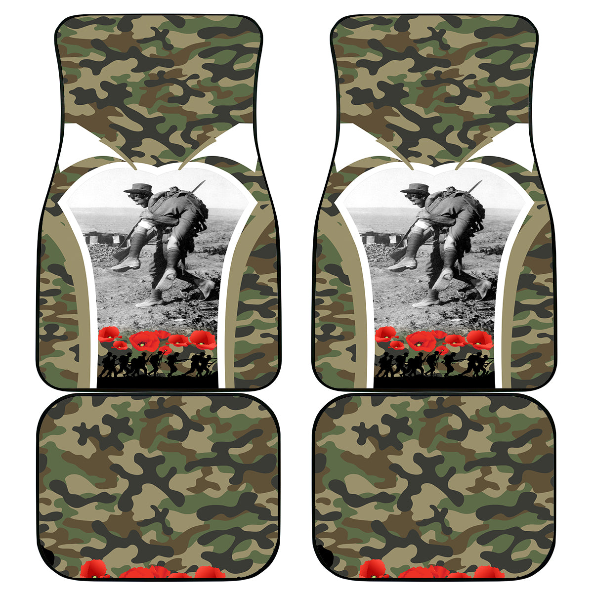 New Zealand and Australia ANZAC Day Car Mats Koala and Kiwi Bird Soldier Gallipoli Camouflage Style