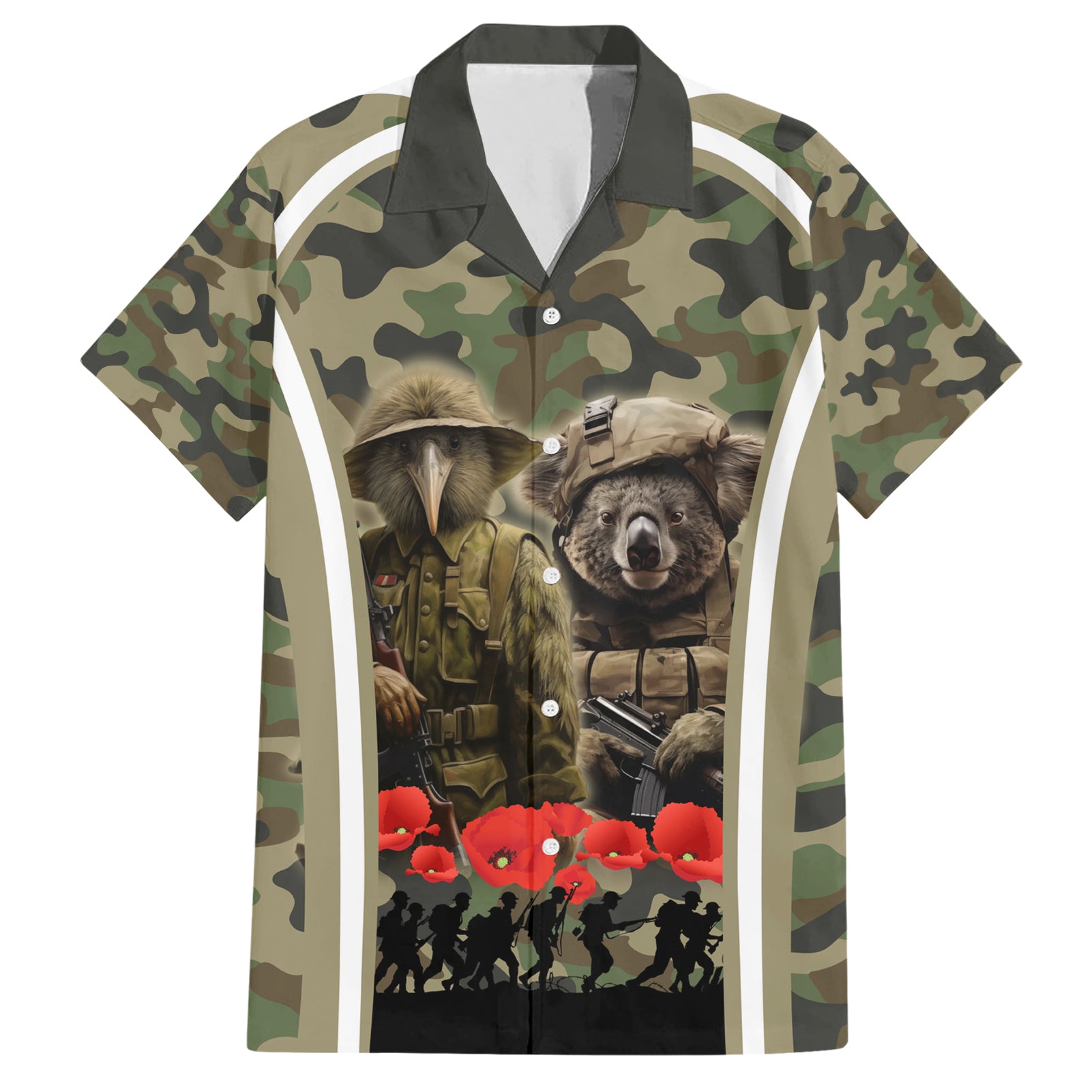 New Zealand and Australia ANZAC Day Hawaiian Shirt Koala and Kiwi Bird Soldier Gallipoli Camouflage Style - Vibe Hoodie Shop