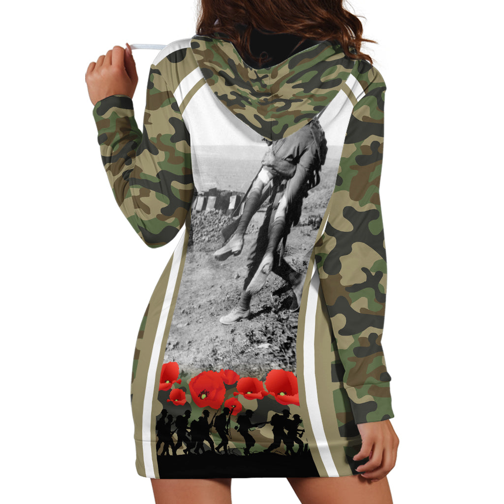 New Zealand and Australia ANZAC Day Hoodie Dress Koala and Kiwi Bird Soldier Gallipoli Camouflage Style - Vibe Hoodie Shop