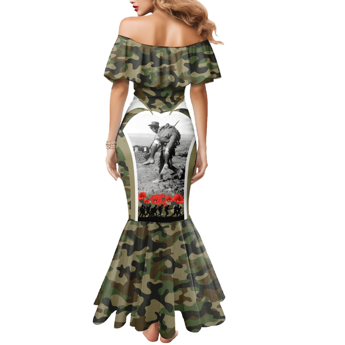 New Zealand and Australia ANZAC Day Mermaid Dress Koala and Kiwi Bird Soldier Gallipoli Camouflage Style
