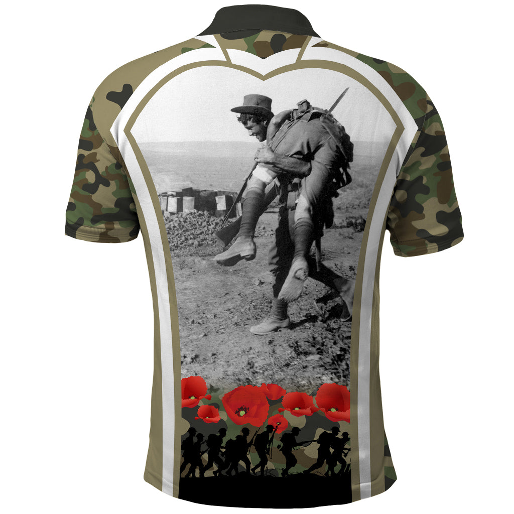 New Zealand and Australia ANZAC Day Polo Shirt Koala and Kiwi Bird Soldier Gallipoli Camouflage Style - Vibe Hoodie Shop