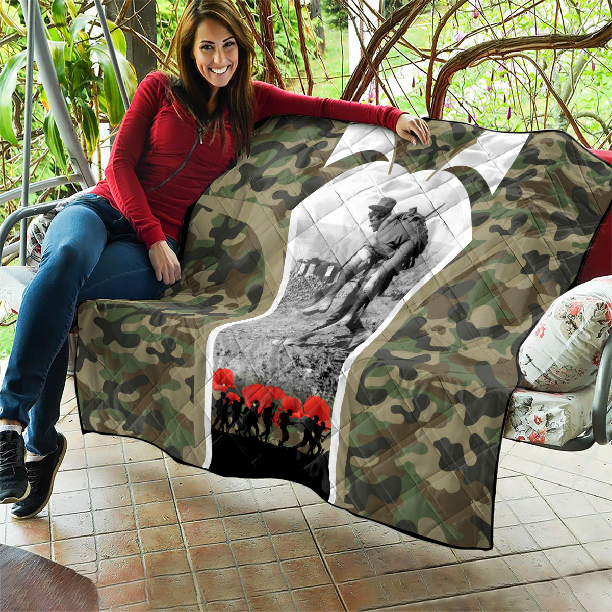 New Zealand and Australia ANZAC Day Quilt Koala and Kiwi Bird Soldier Gallipoli Camouflage Style - Vibe Hoodie Shop