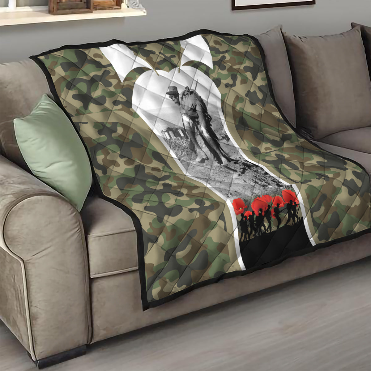 New Zealand and Australia ANZAC Day Quilt Koala and Kiwi Bird Soldier Gallipoli Camouflage Style - Vibe Hoodie Shop