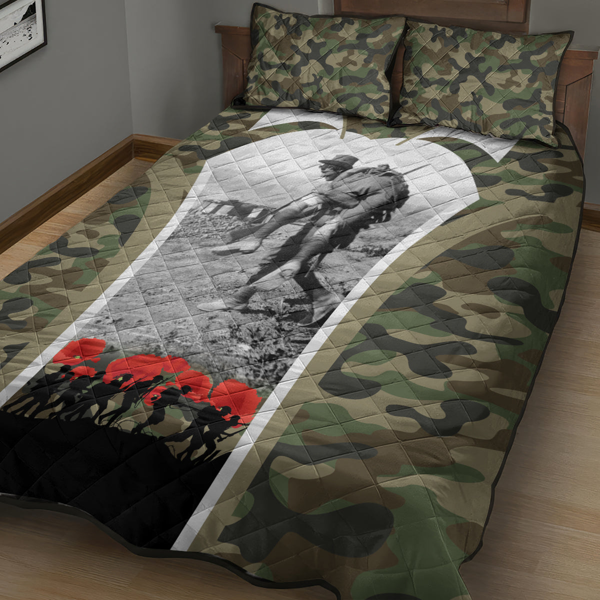 New Zealand and Australia ANZAC Day Quilt Bed Set Koala and Kiwi Bird Soldier Gallipoli Camouflage Style - Vibe Hoodie Shop