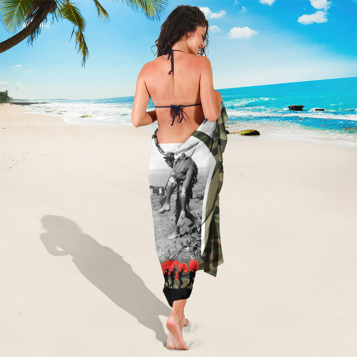 New Zealand and Australia ANZAC Day Sarong Koala and Kiwi Bird Soldier Gallipoli Camouflage Style - Vibe Hoodie Shop