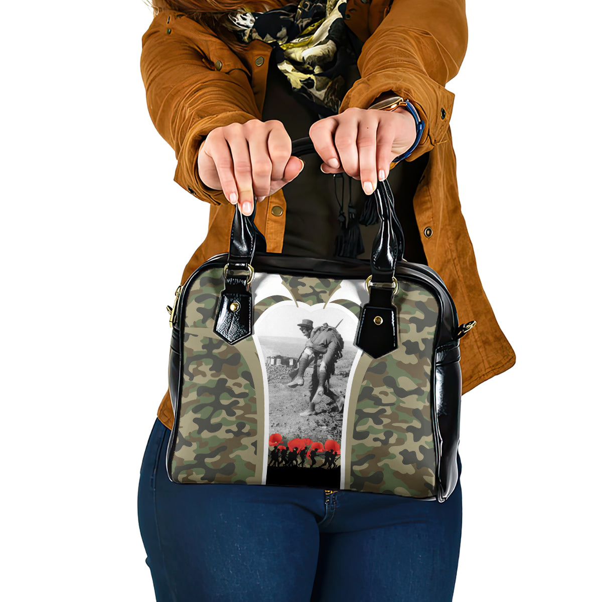 New Zealand and Australia ANZAC Day Shoulder Handbag Koala and Kiwi Bird Soldier Gallipoli Camouflage Style - Vibe Hoodie Shop