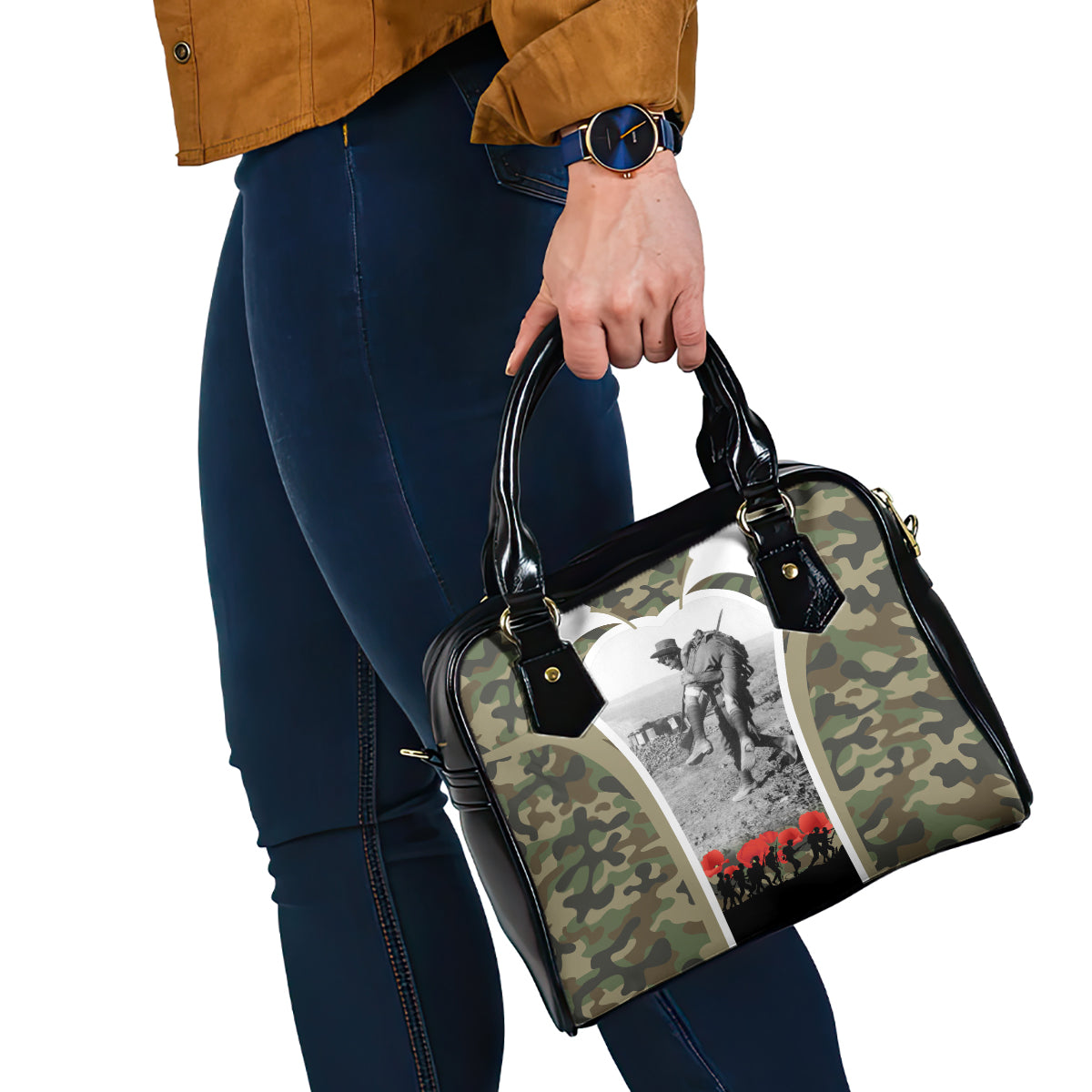 New Zealand and Australia ANZAC Day Shoulder Handbag Koala and Kiwi Bird Soldier Gallipoli Camouflage Style - Vibe Hoodie Shop