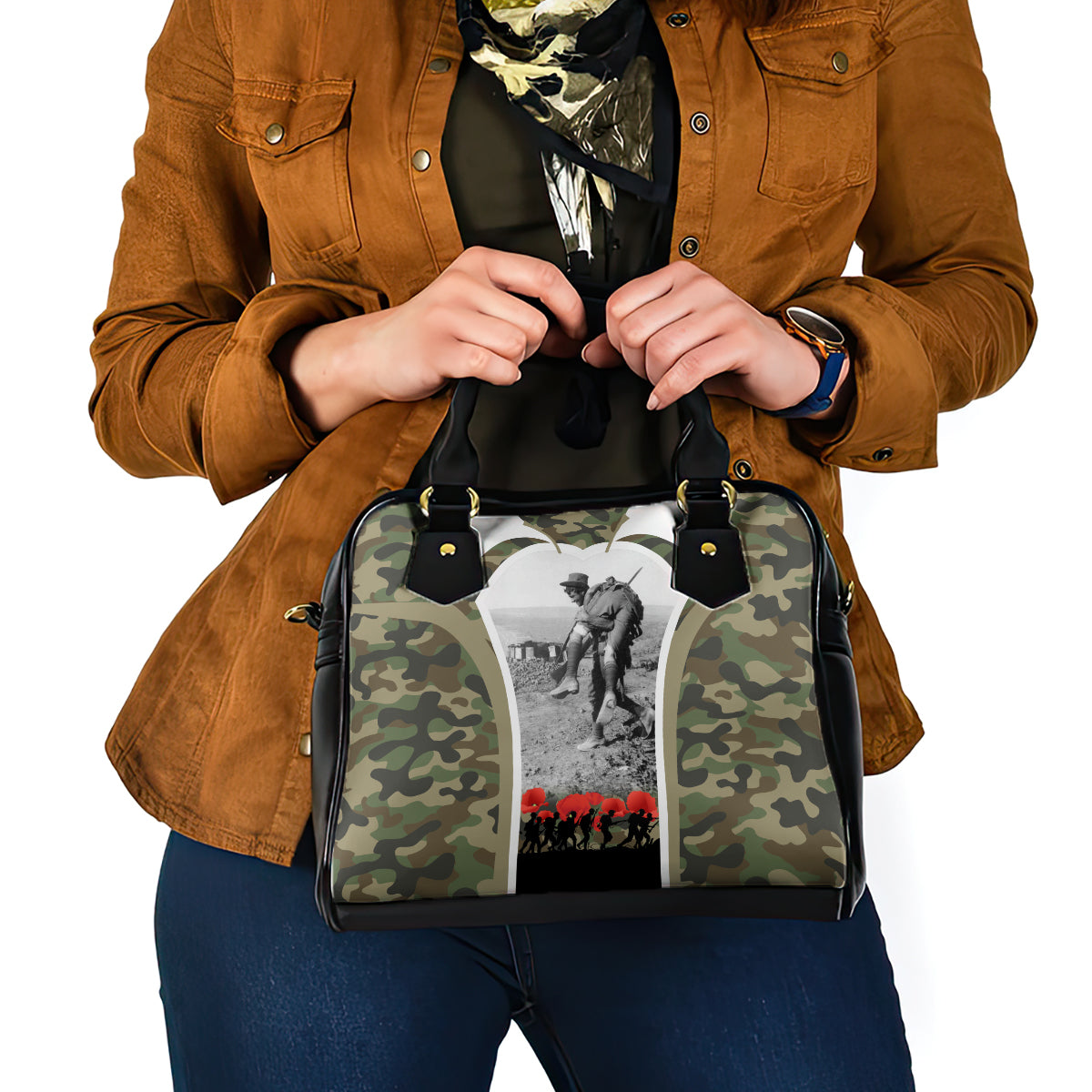 New Zealand and Australia ANZAC Day Shoulder Handbag Koala and Kiwi Bird Soldier Gallipoli Camouflage Style - Vibe Hoodie Shop