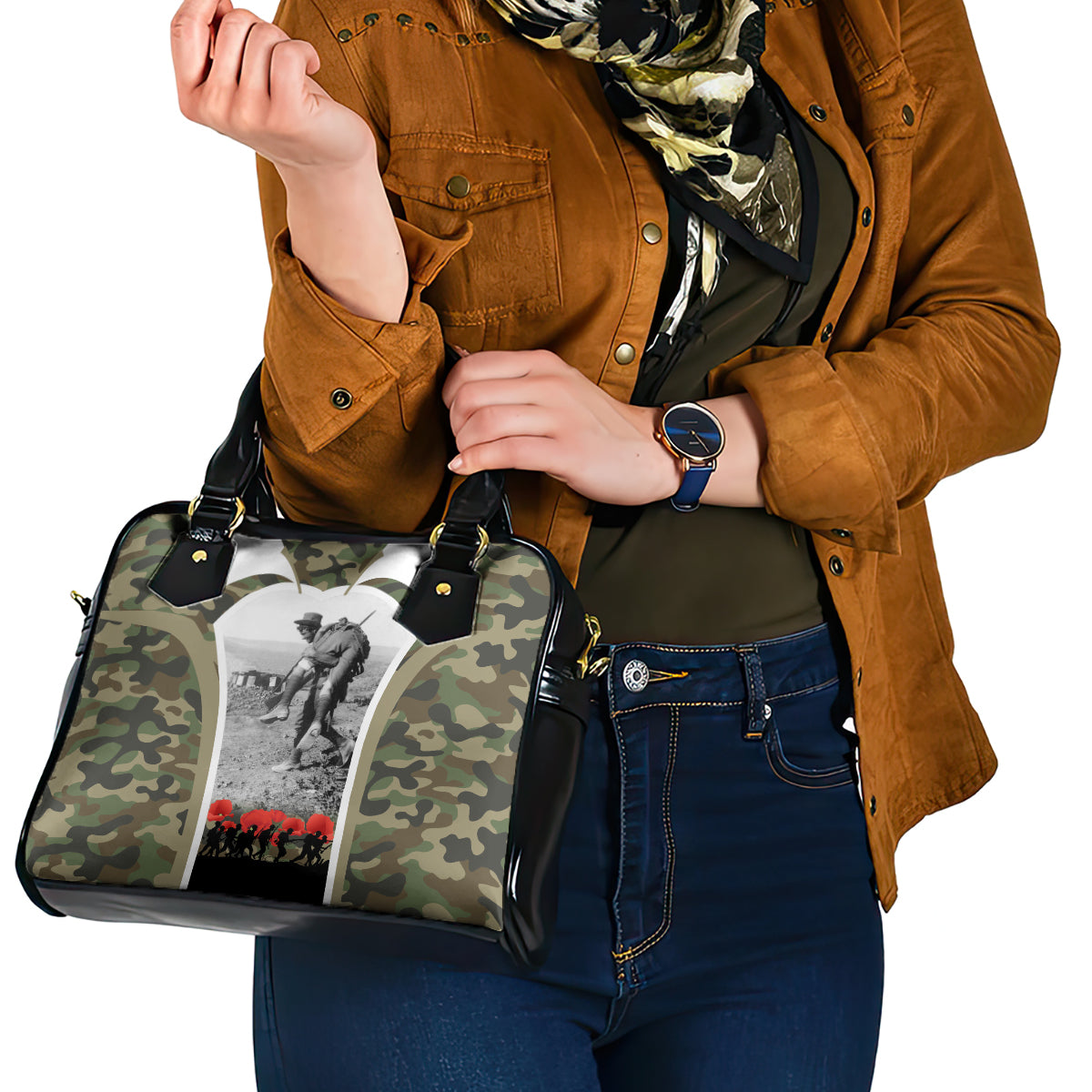 New Zealand and Australia ANZAC Day Shoulder Handbag Koala and Kiwi Bird Soldier Gallipoli Camouflage Style - Vibe Hoodie Shop