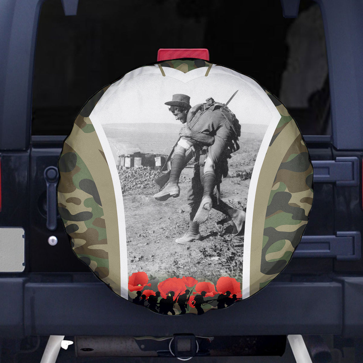 New Zealand and Australia ANZAC Day Spare Tire Cover Koala and Kiwi Bird Soldier Gallipoli Camouflage Style - Vibe Hoodie Shop