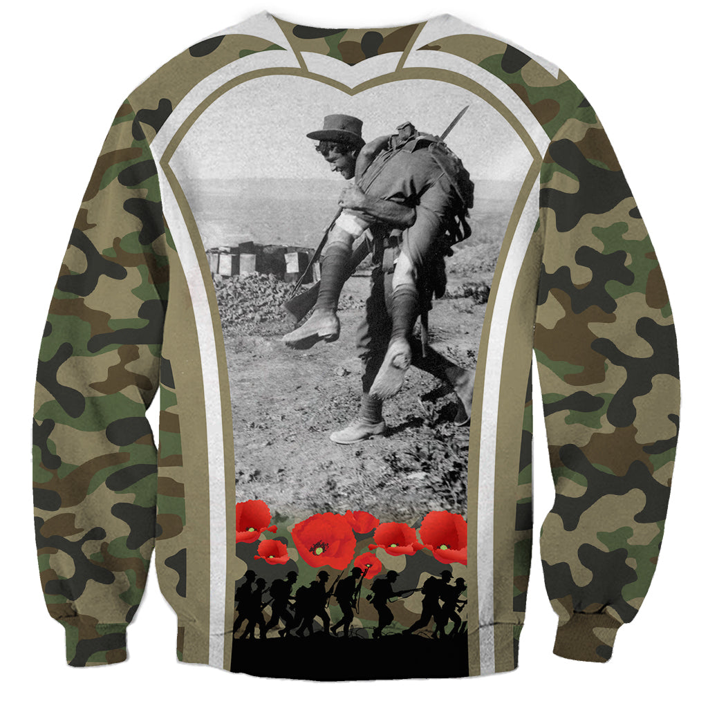 New Zealand and Australia ANZAC Day Sweatshirt Koala and Kiwi Bird Soldier Gallipoli Camouflage Style - Vibe Hoodie Shop