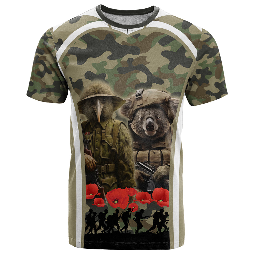 New Zealand and Australia ANZAC Day T Shirt Koala and Kiwi Bird Soldier Gallipoli Camouflage Style - Vibe Hoodie Shop