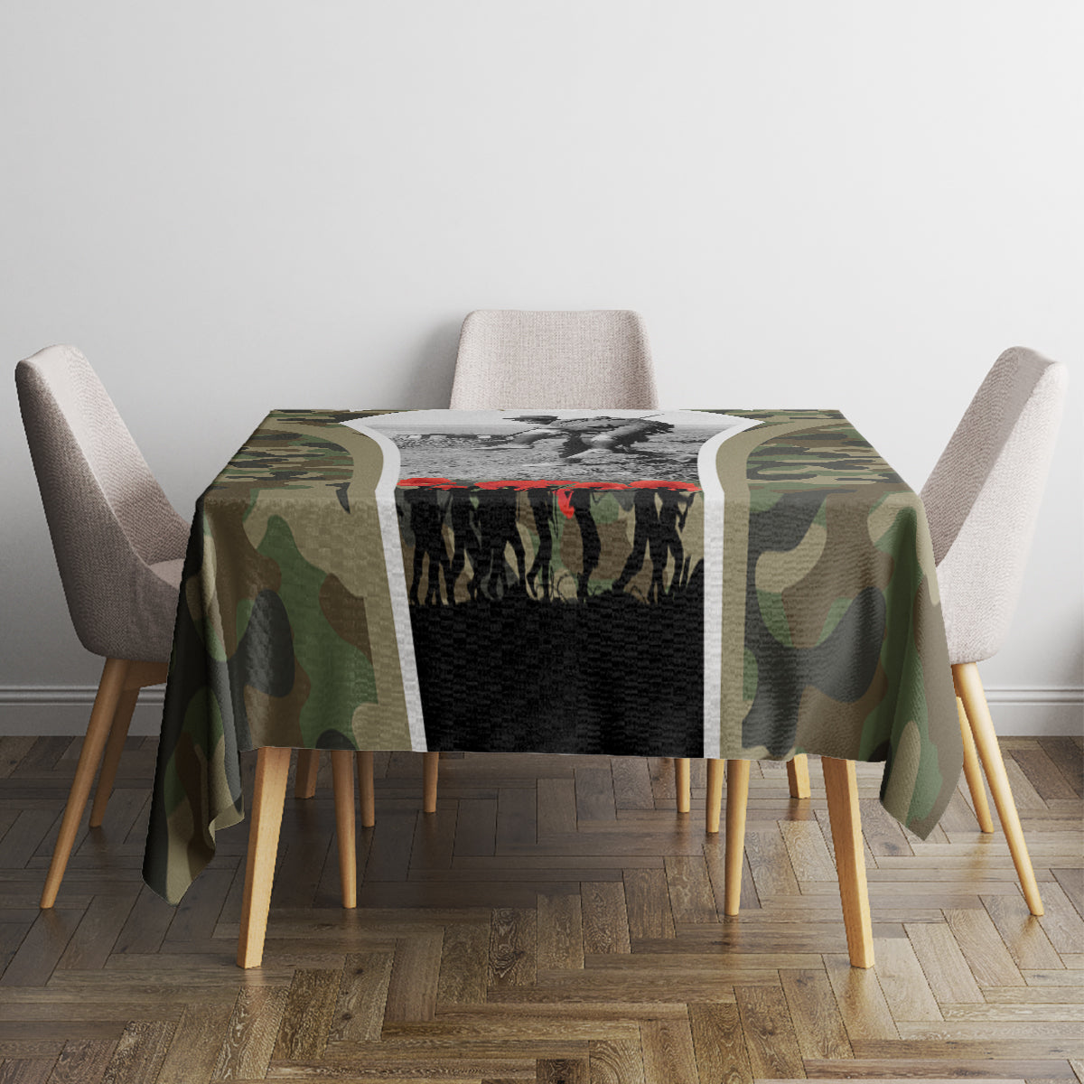 New Zealand and Australia ANZAC Day Tablecloth Koala and Kiwi Bird Soldier Gallipoli Camouflage Style