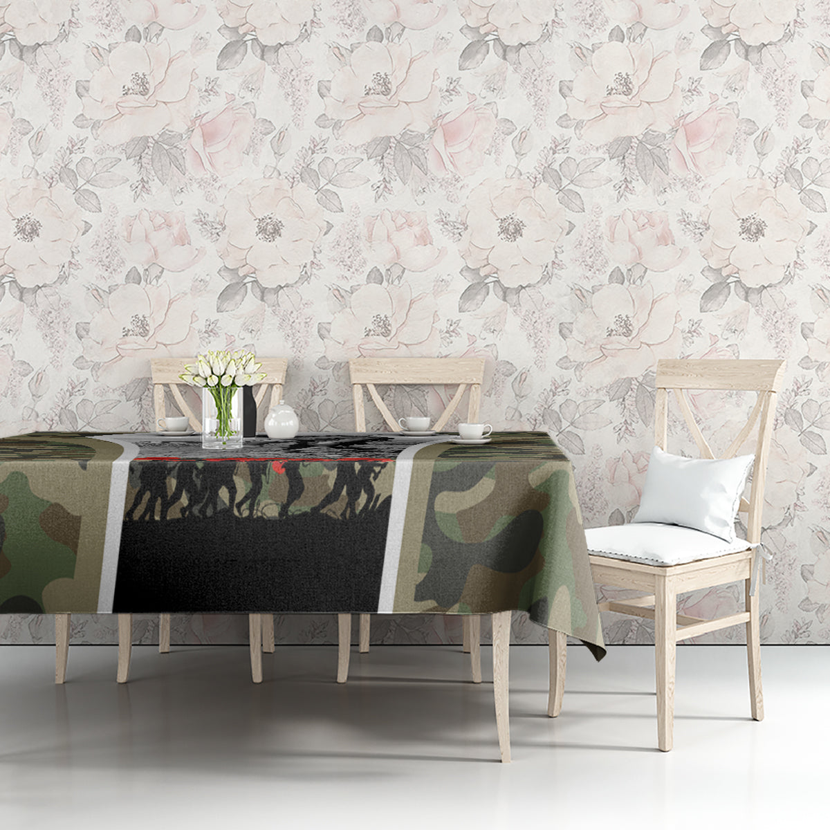 New Zealand and Australia ANZAC Day Tablecloth Koala and Kiwi Bird Soldier Gallipoli Camouflage Style
