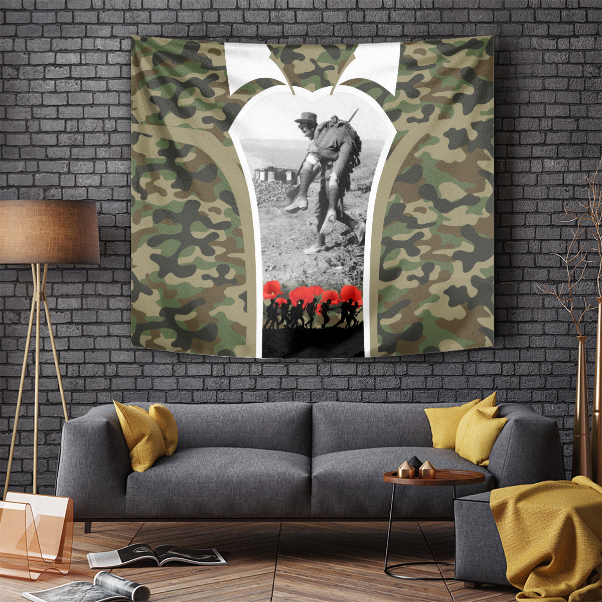 New Zealand and Australia ANZAC Day Tapestry Koala and Kiwi Bird Soldier Gallipoli Camouflage Style - Vibe Hoodie Shop