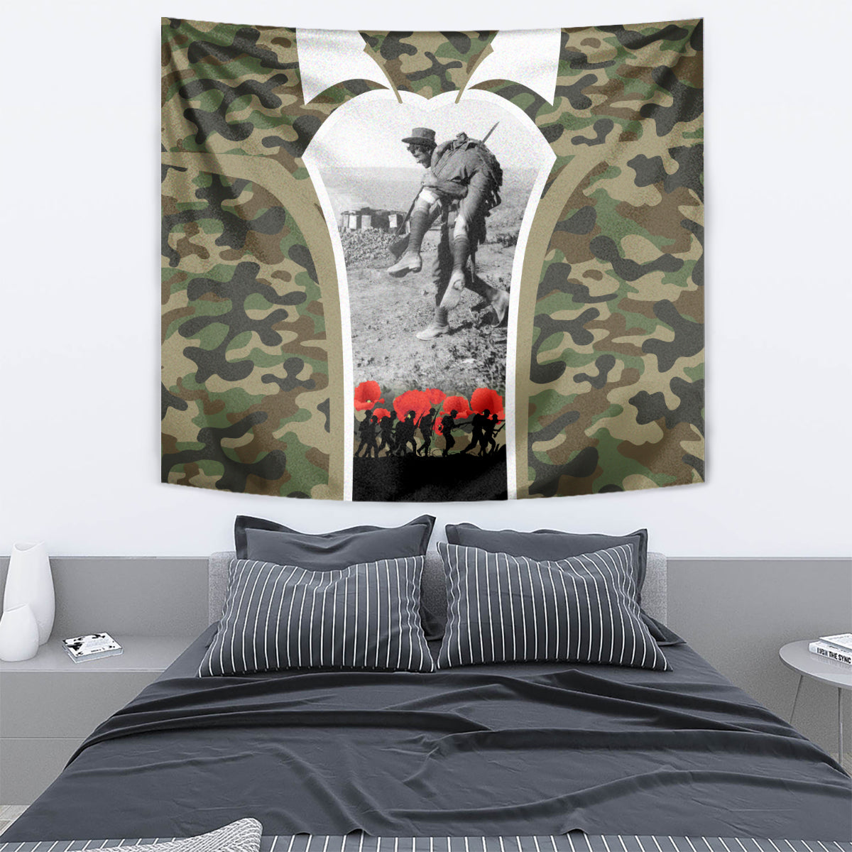 New Zealand and Australia ANZAC Day Tapestry Koala and Kiwi Bird Soldier Gallipoli Camouflage Style - Vibe Hoodie Shop