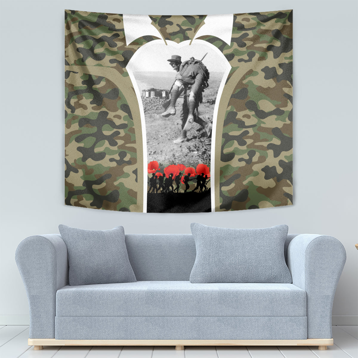 New Zealand and Australia ANZAC Day Tapestry Koala and Kiwi Bird Soldier Gallipoli Camouflage Style - Vibe Hoodie Shop