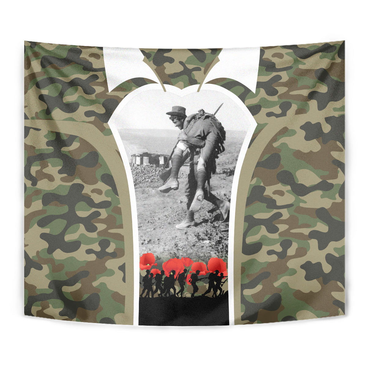 New Zealand and Australia ANZAC Day Tapestry Koala and Kiwi Bird Soldier Gallipoli Camouflage Style - Vibe Hoodie Shop