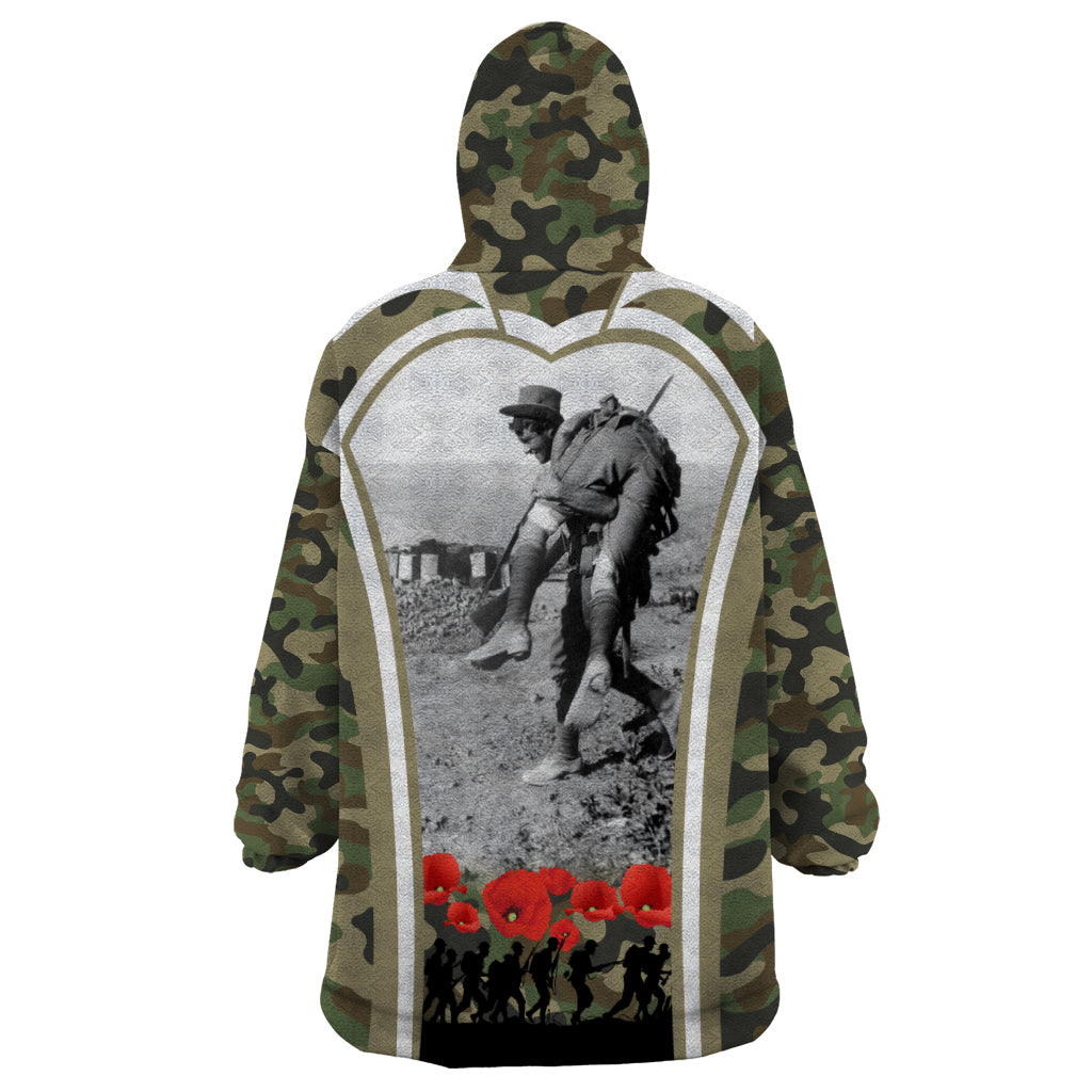 New Zealand and Australia ANZAC Day Wearable Blanket Hoodie Koala and Kiwi Bird Soldier Gallipoli Camouflage Style - Vibe Hoodie Shop