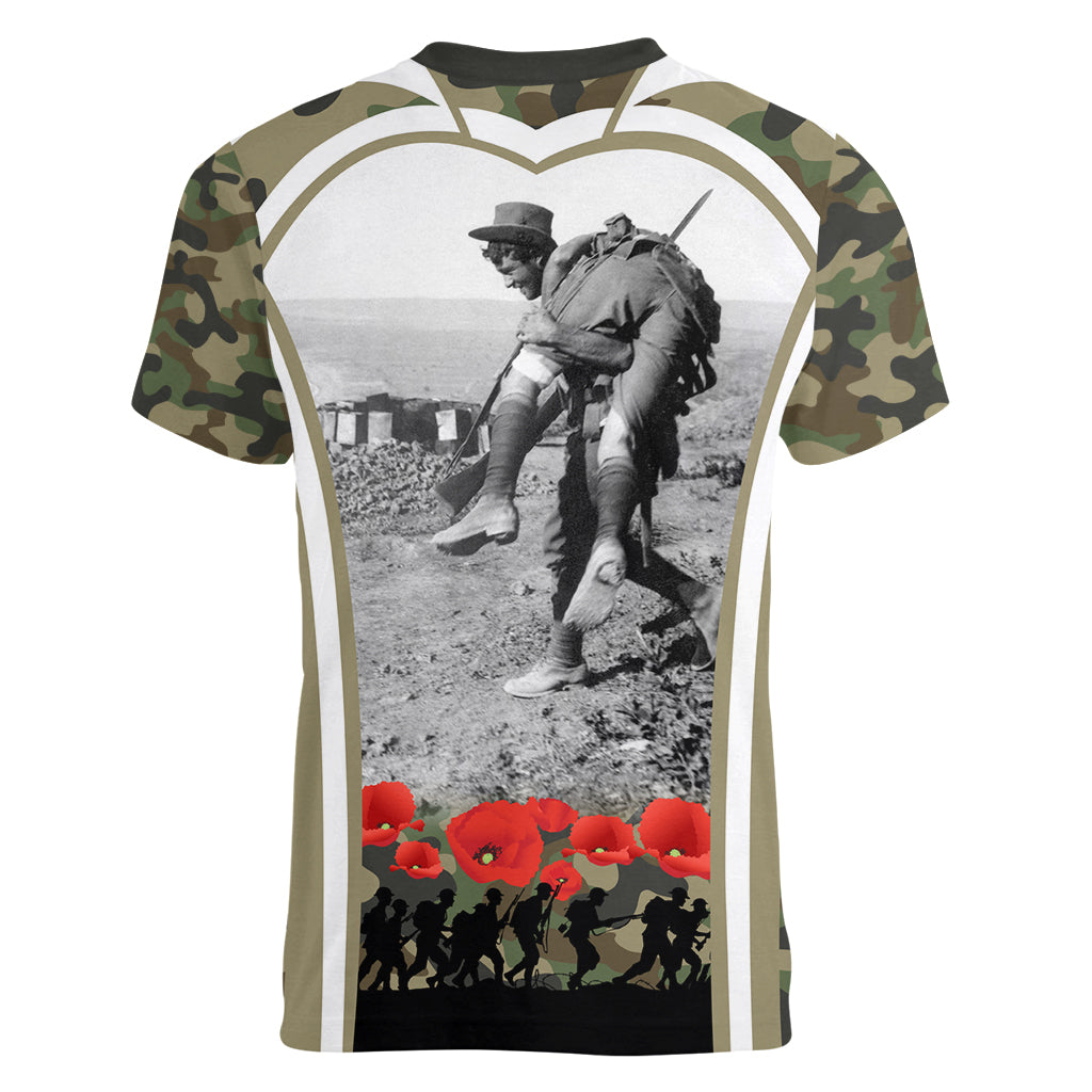 New Zealand and Australia ANZAC Day Women V Neck T Shirt Koala and Kiwi Bird Soldier Gallipoli Camouflage Style - Vibe Hoodie Shop