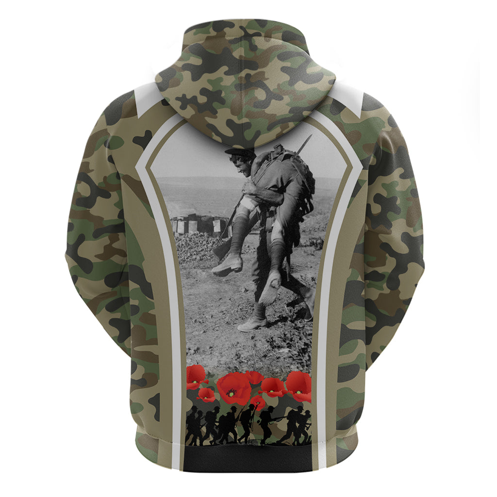New Zealand and Australia ANZAC Day Zip Hoodie Koala and Kiwi Bird Soldier Gallipoli Camouflage Style - Vibe Hoodie Shop