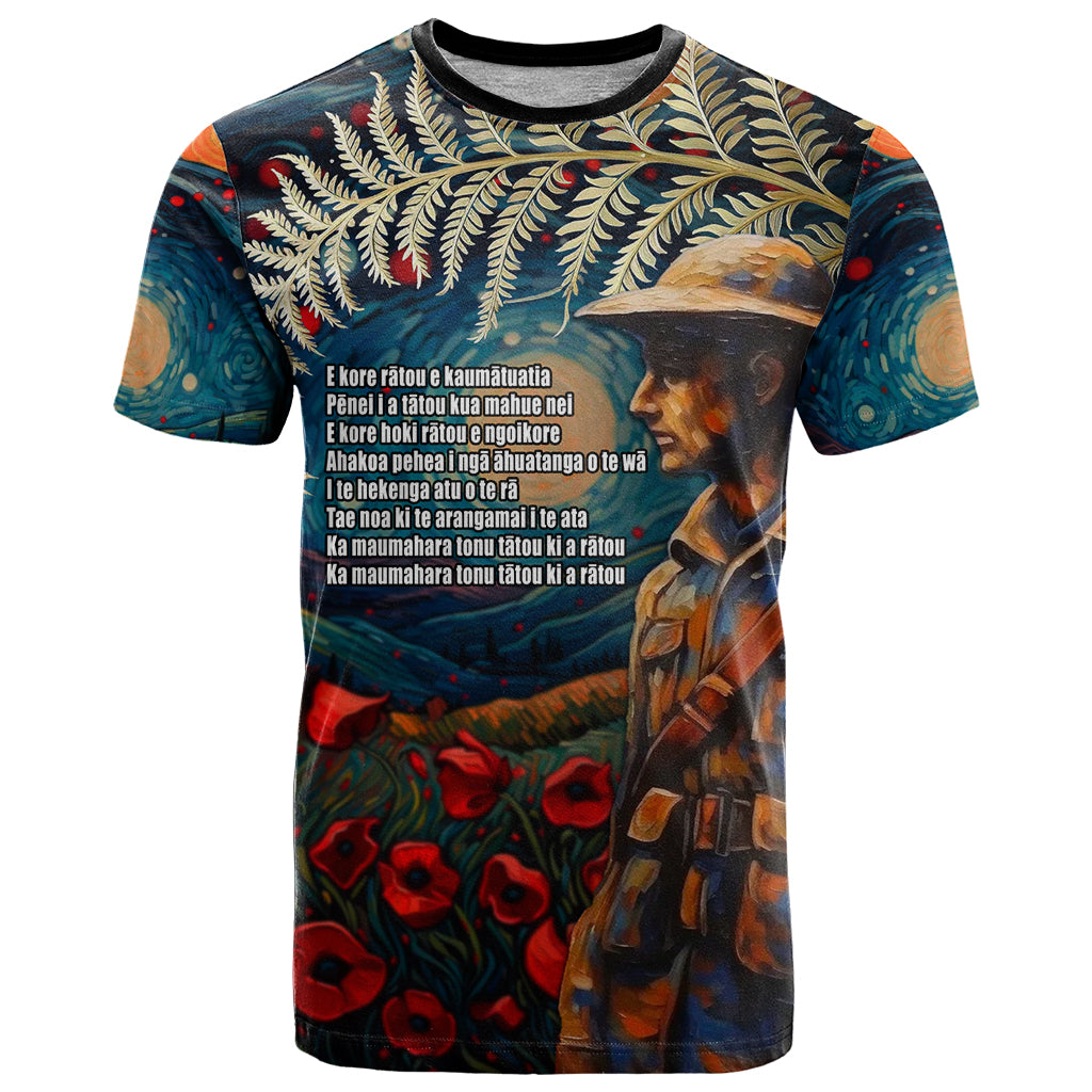 New Zealand Soldier ANZAC Day T Shirt Silver Fern Starry Night Style - Vibe Hoodie Shop