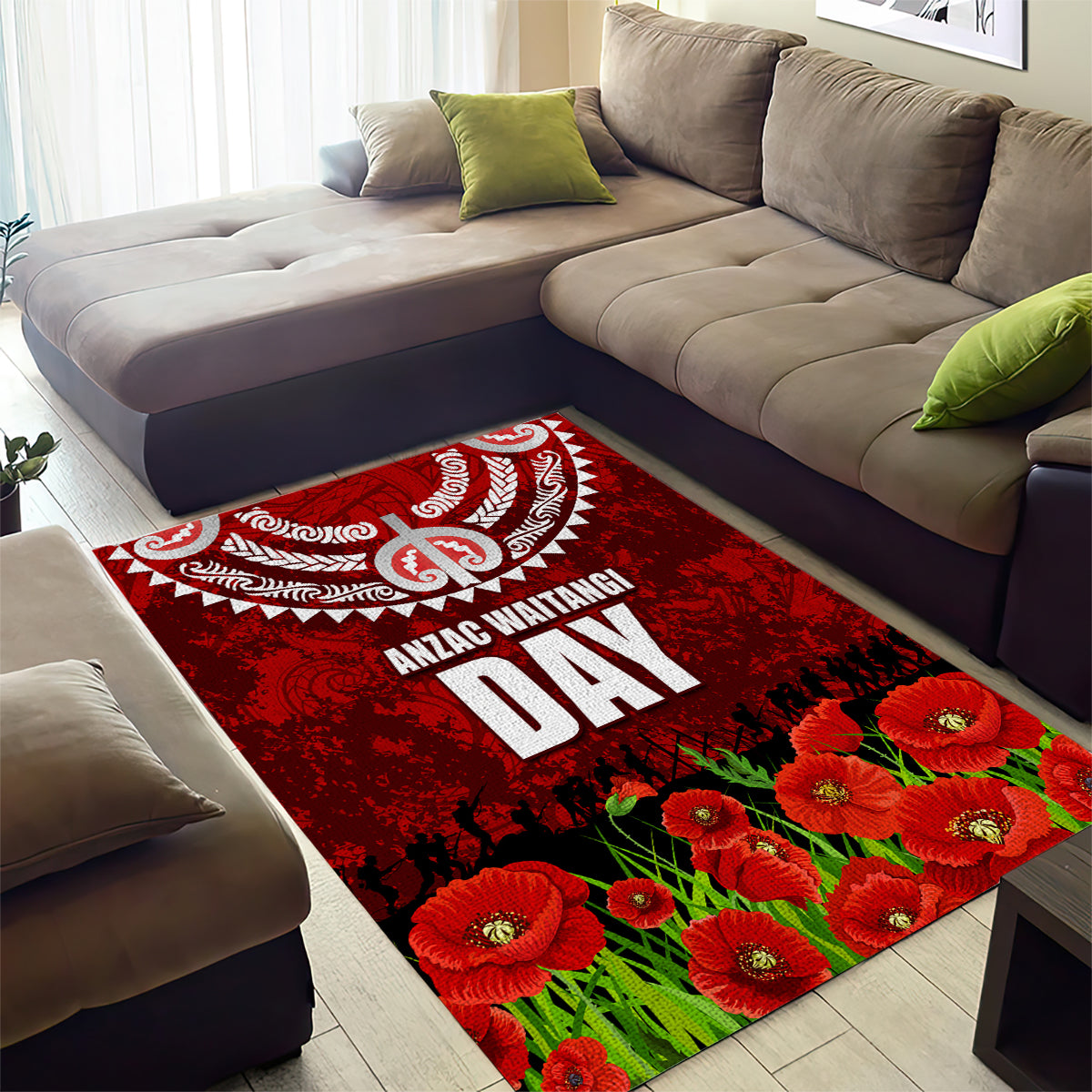 New Zealand ANZAC Waitangi Day Area Rug Hei Tiki and Soldier - Vibe Hoodie Shop