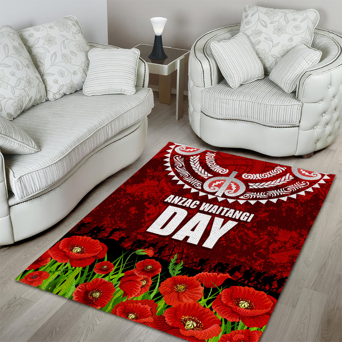 New Zealand ANZAC Waitangi Day Area Rug Hei Tiki and Soldier - Vibe Hoodie Shop