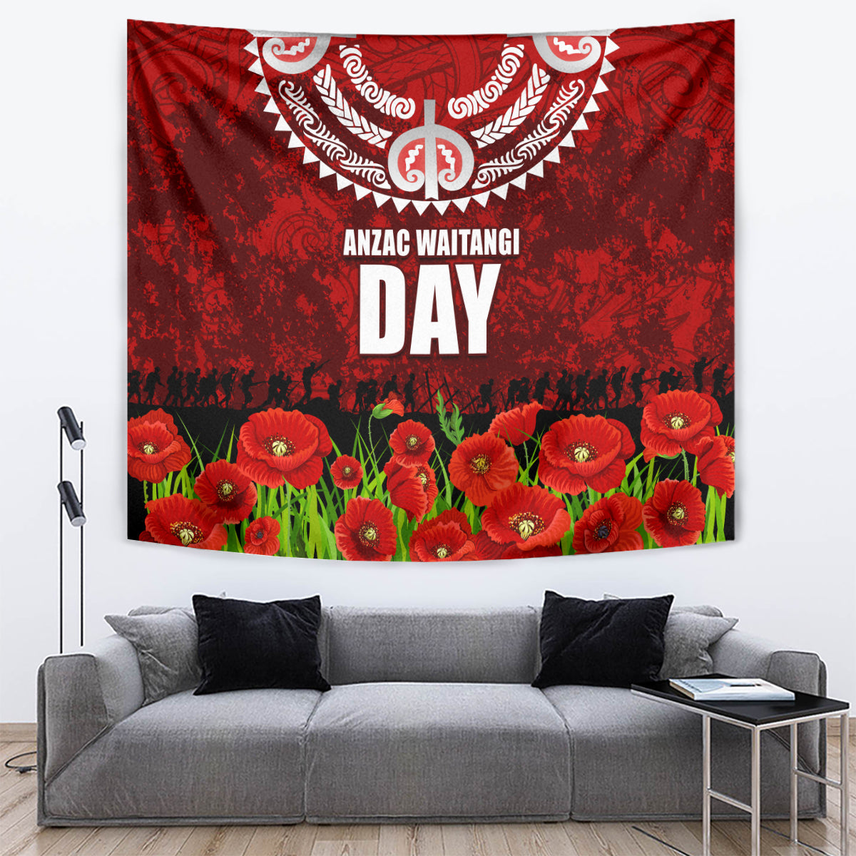 New Zealand ANZAC Waitangi Day Tapestry Hei Tiki and Soldier - Vibe Hoodie Shop