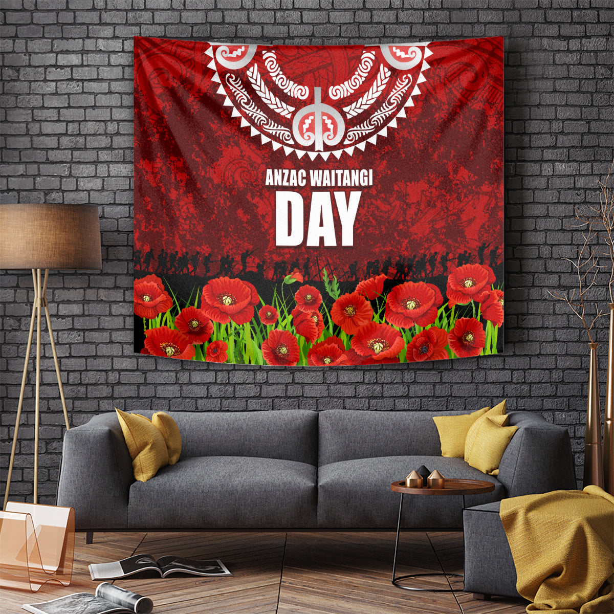 New Zealand ANZAC Waitangi Day Tapestry Hei Tiki and Soldier - Vibe Hoodie Shop